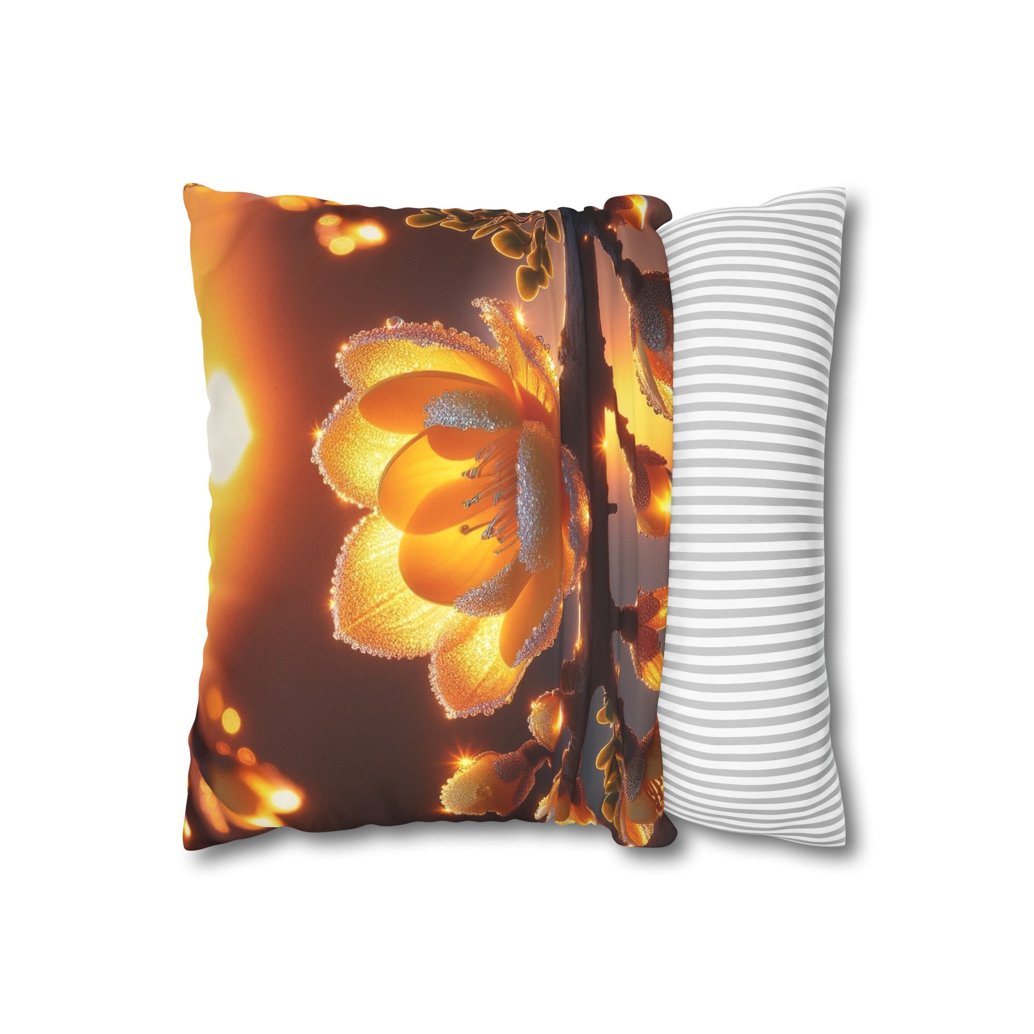 Yellow, diamond flowers (1) - Suede Square Pillowcase