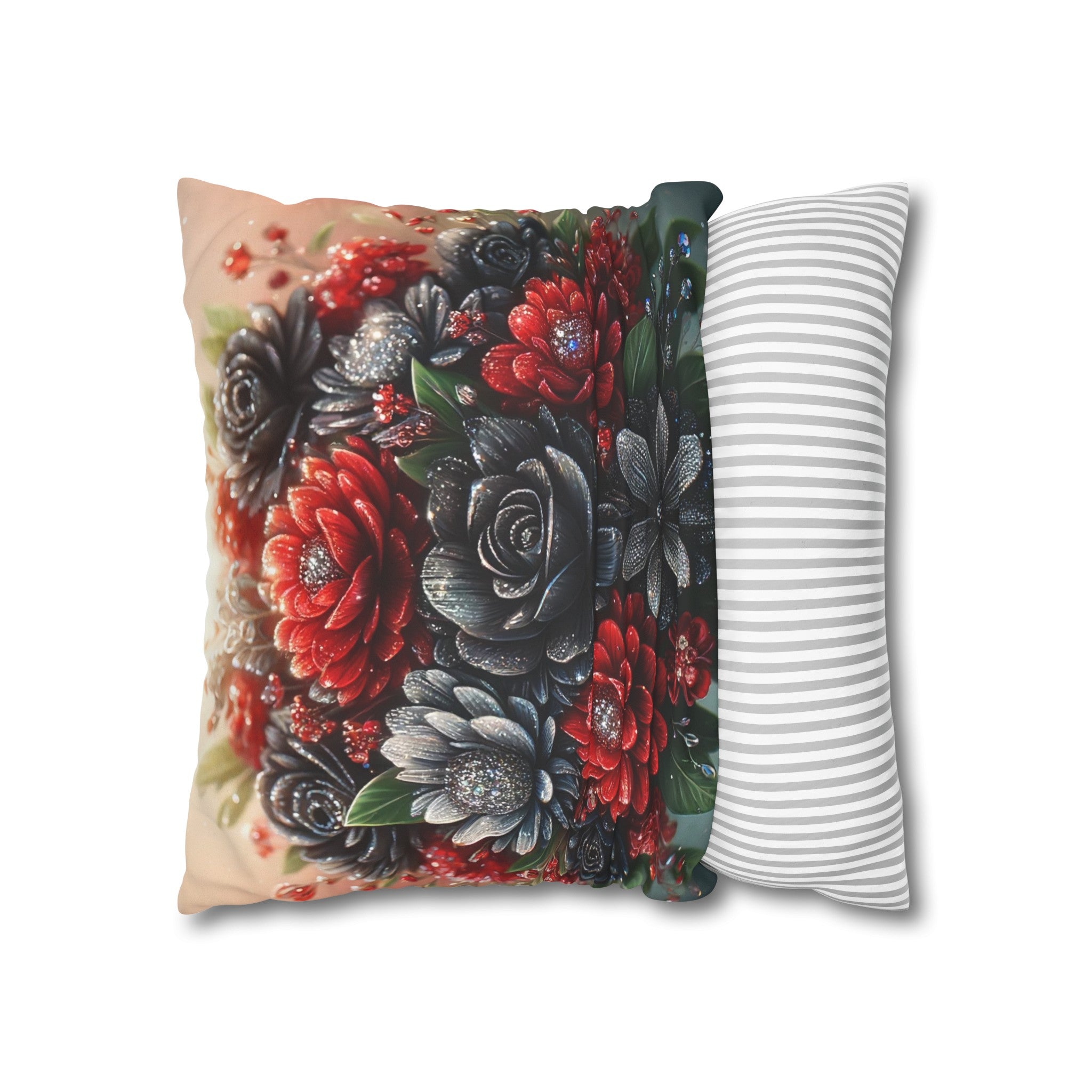 Black and Red Bouquet (1) - Suede Square Pillowcase