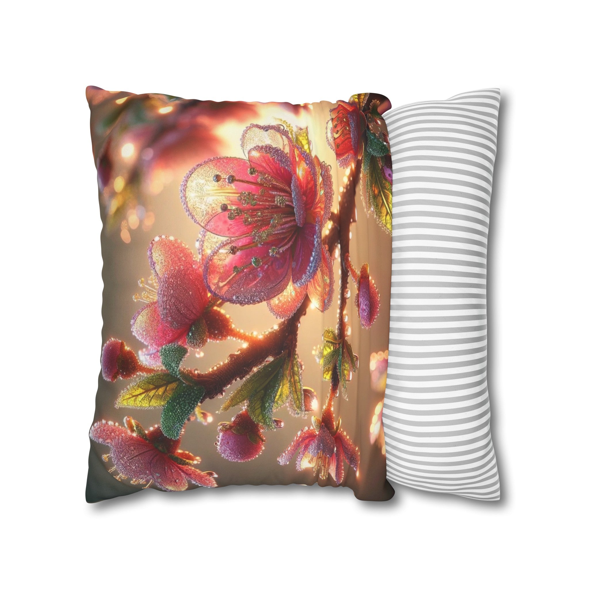 Pink diamond flowers (1) - Suede Square Pillowcase