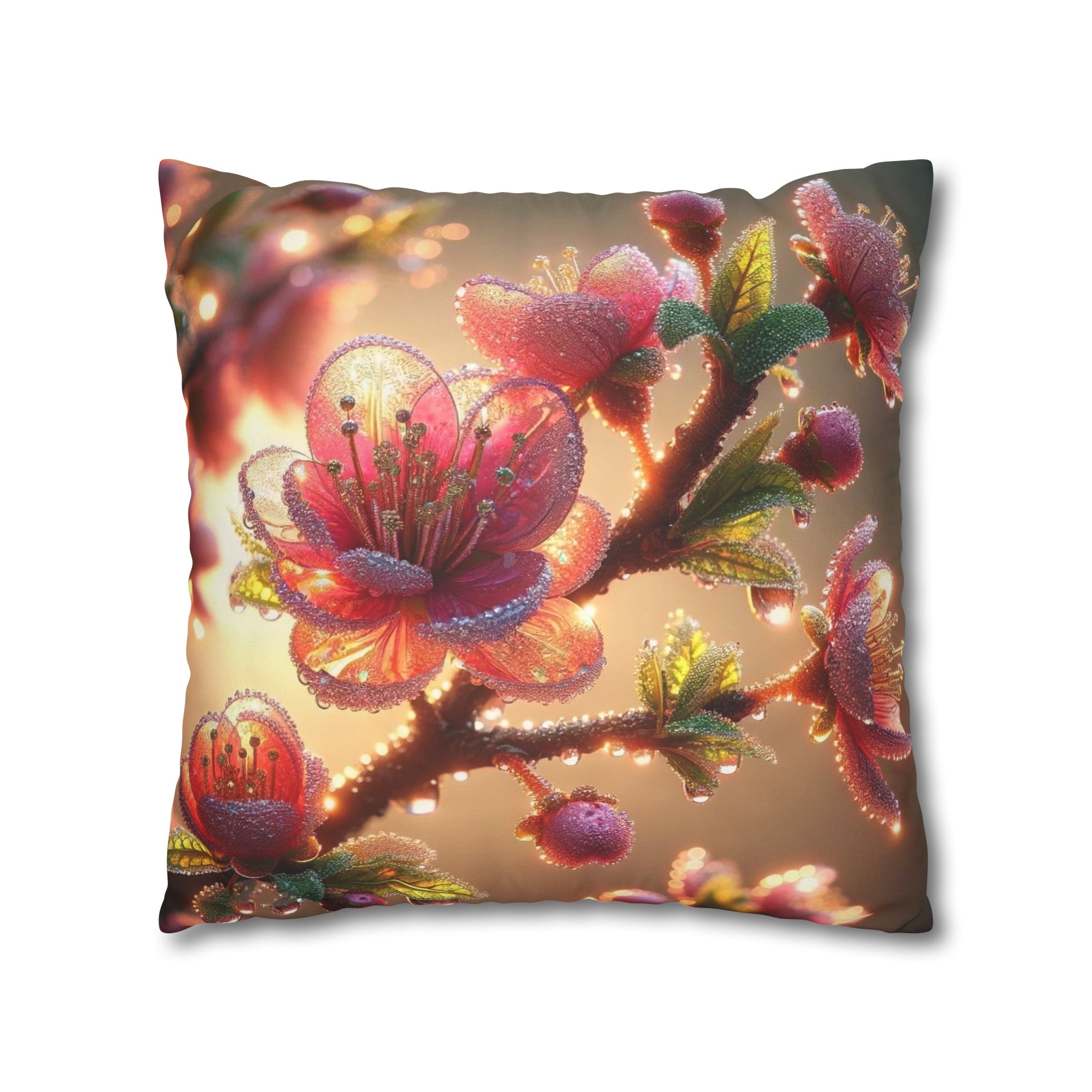 Pink diamond flowers (1) - Suede Square Pillowcase