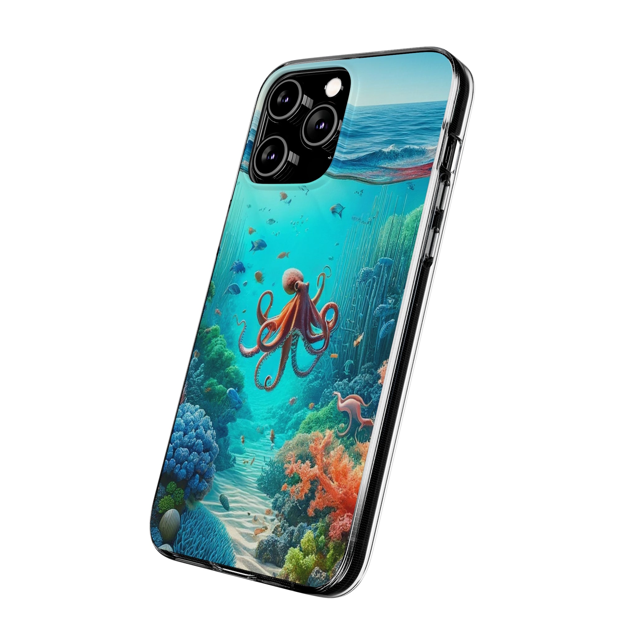 Octopus in turquoise water - Soft Phone Case