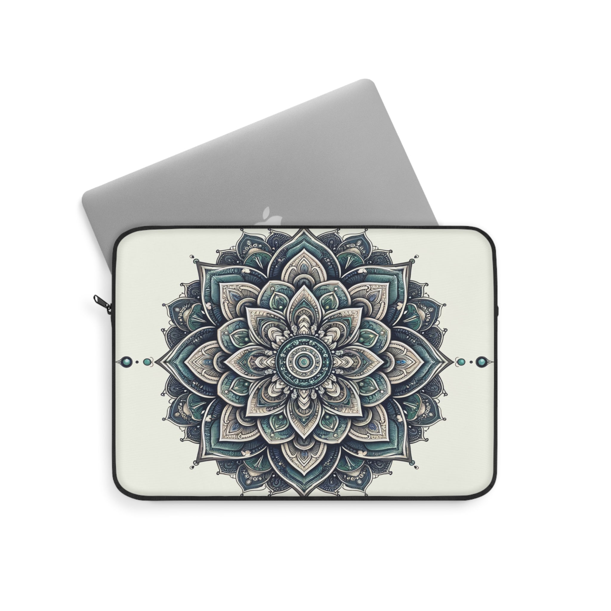 Grey and green Mandala - Laptop Sleeve