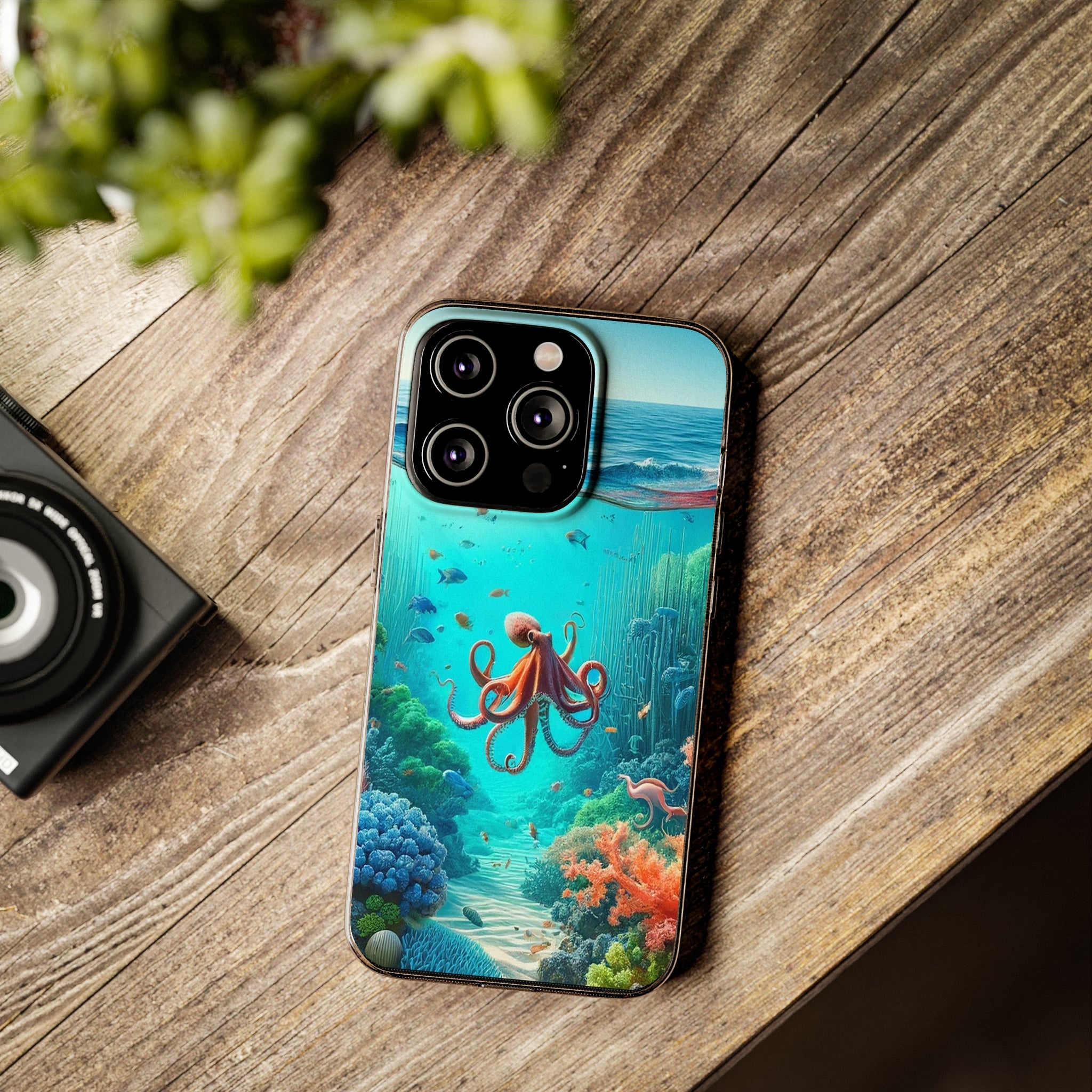 Octopus in turquoise water - Soft Phone Case