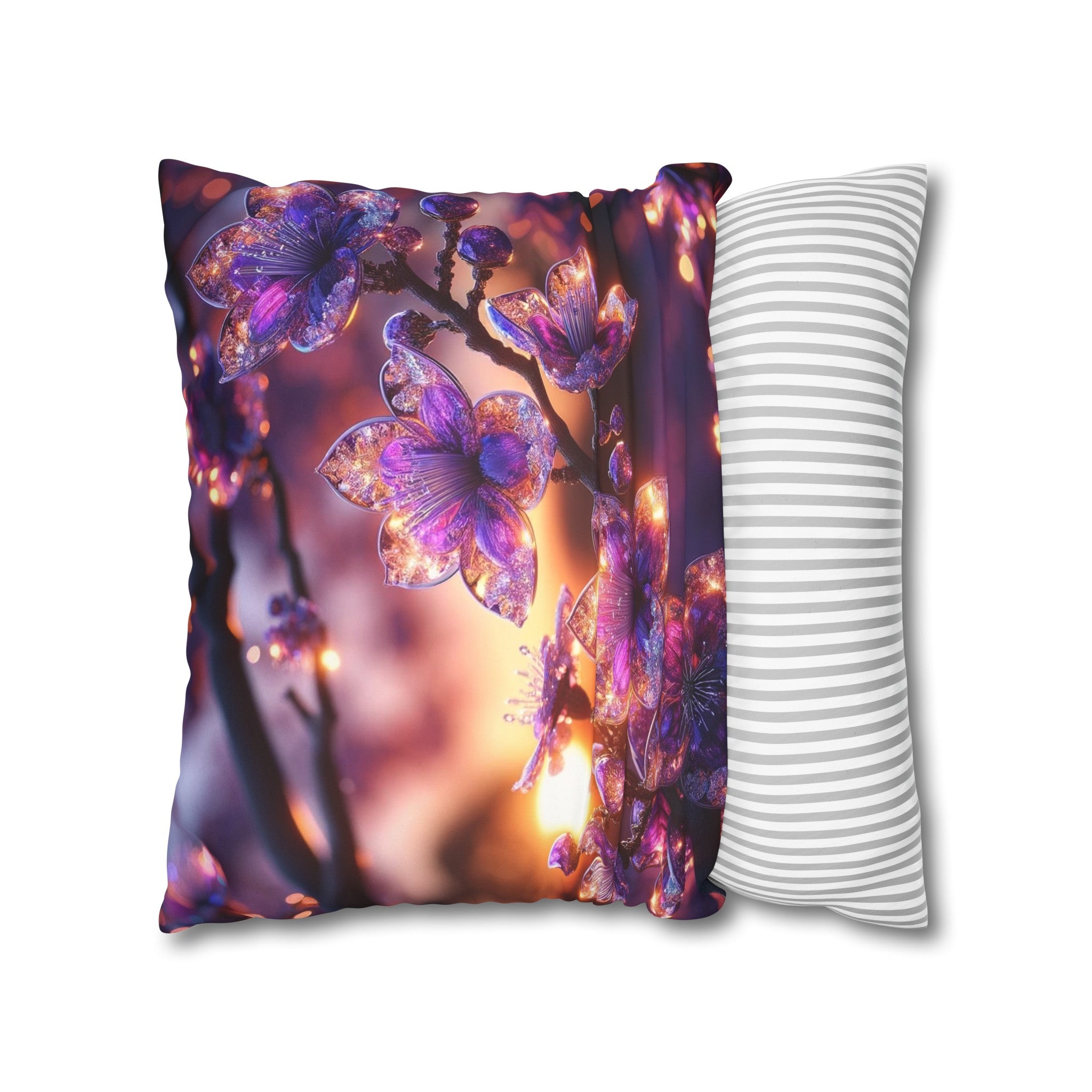 Purple diamond flowers (4) - Suede Square Pillowcase