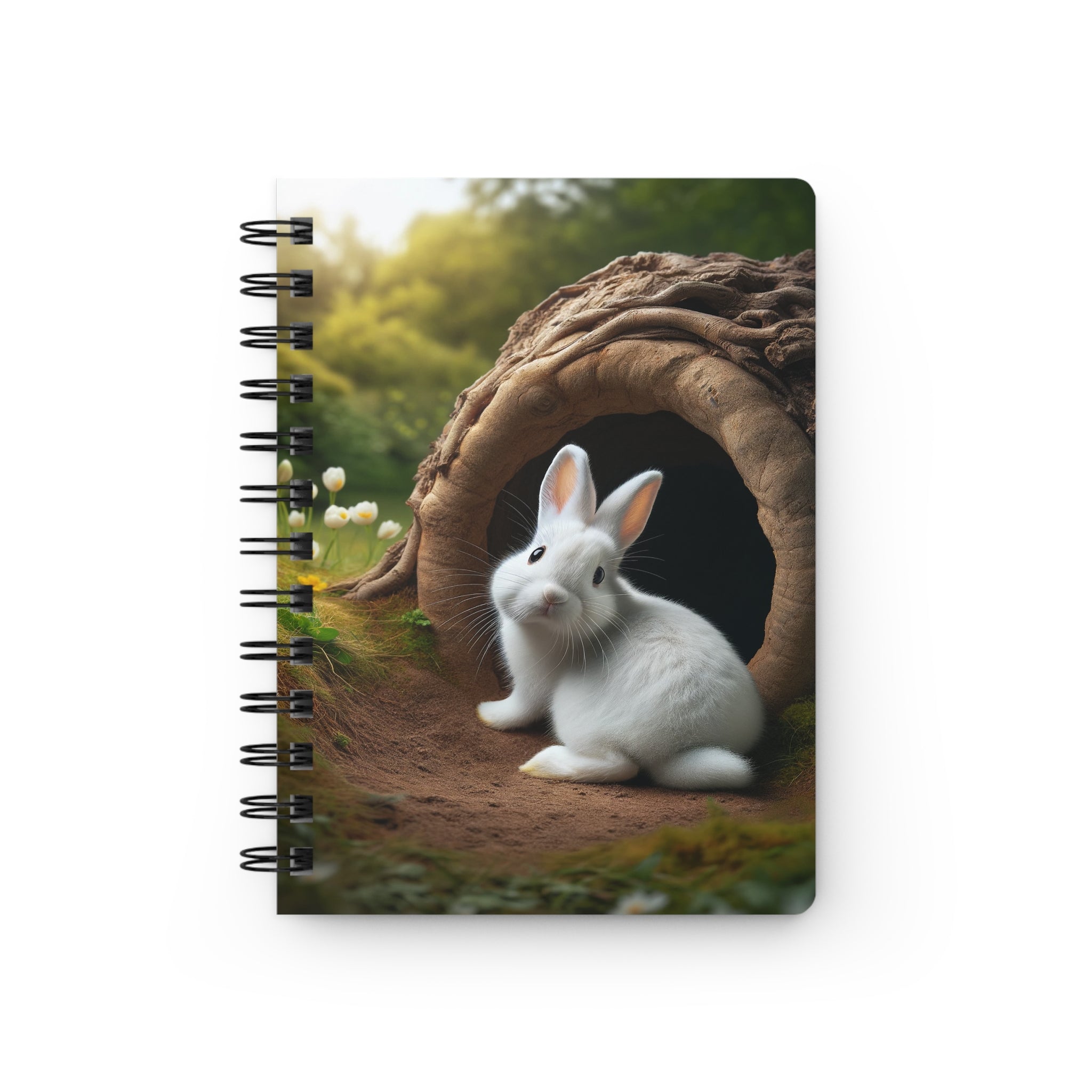 A curious, white rabbit - Spiral Notebook