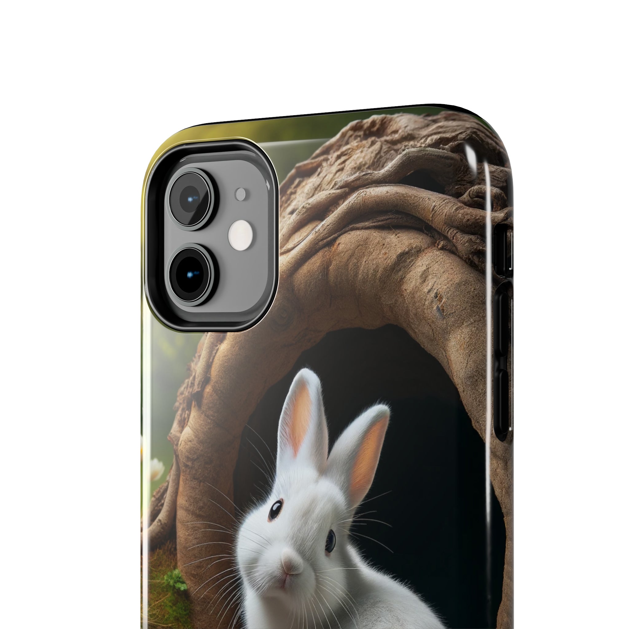 White curious rabbit - Tough Phone Case