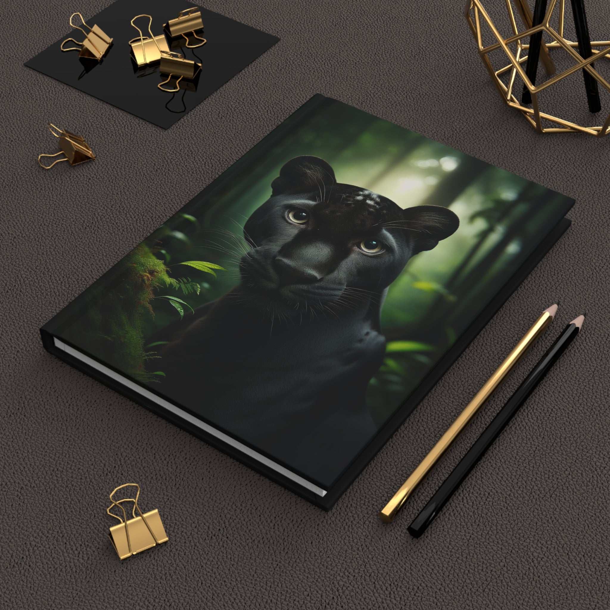 A curious panther - Hardcover Notebook