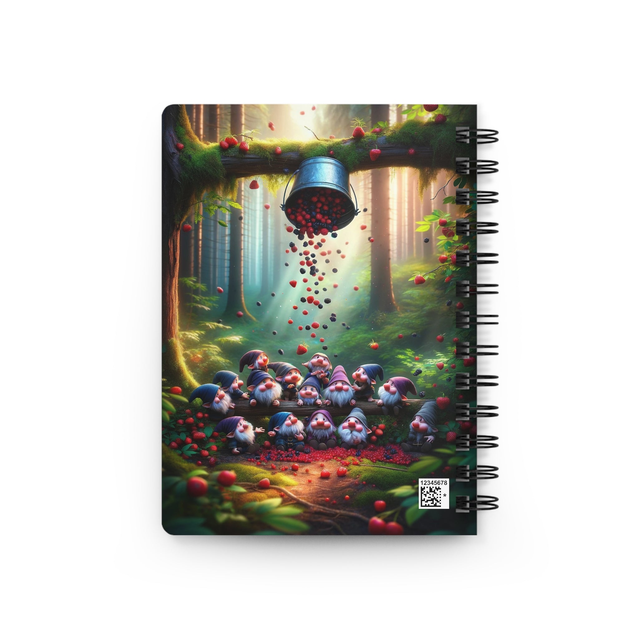 Gnomes and a bucket of fruit - Spiral Notebook