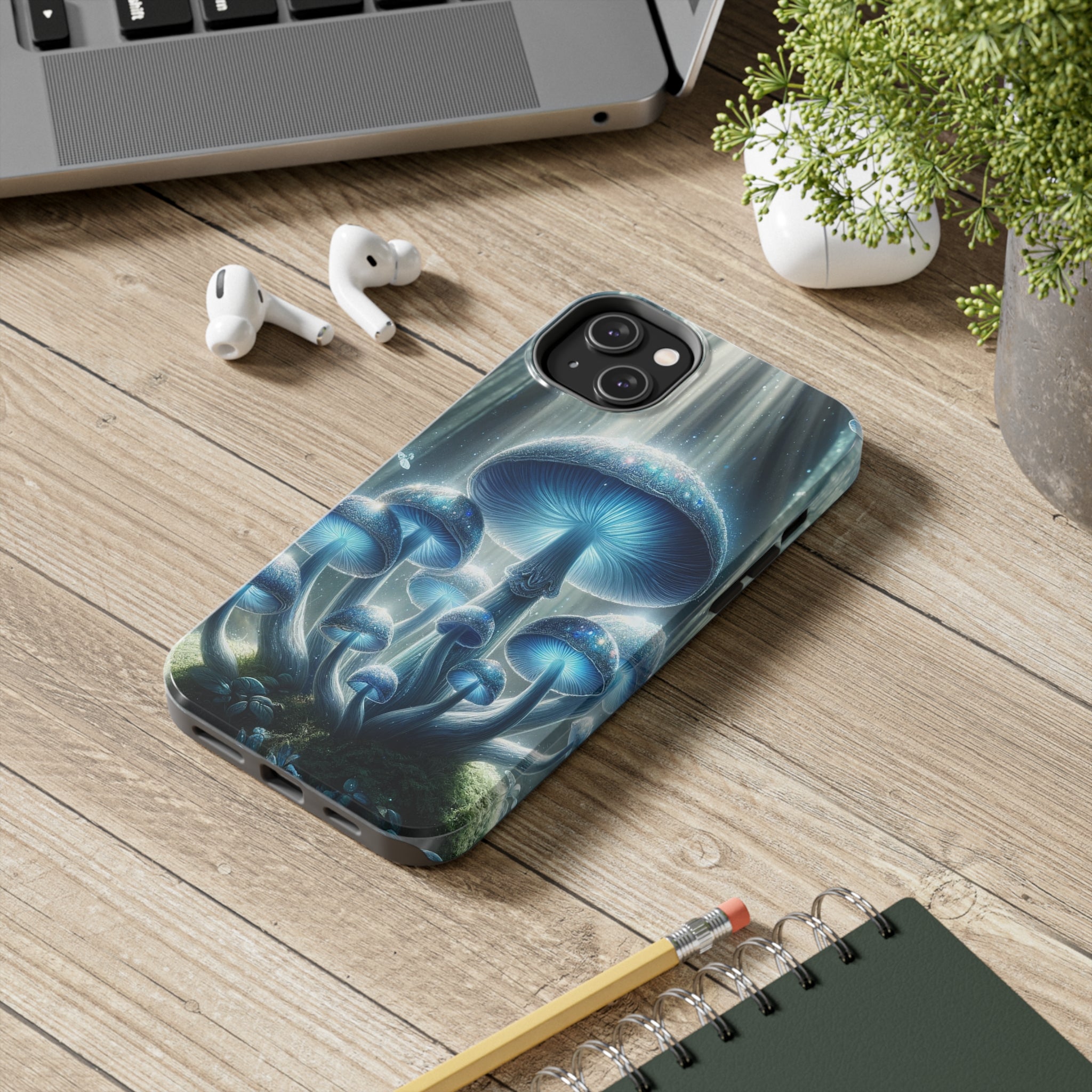 Light blue mushrooms - Tough Phone Case