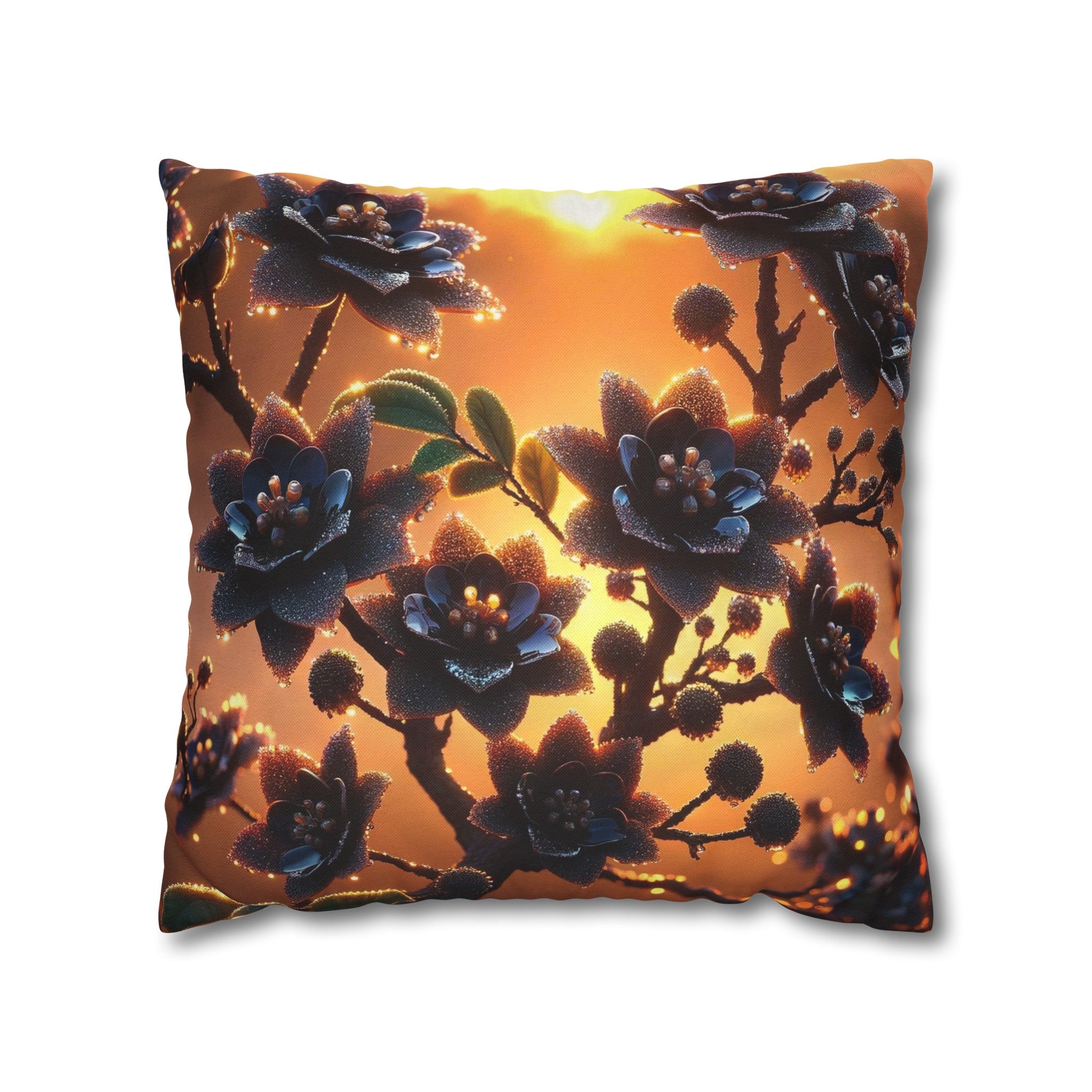 Black diamond flowers (4) - Polyester Square Pillowcase