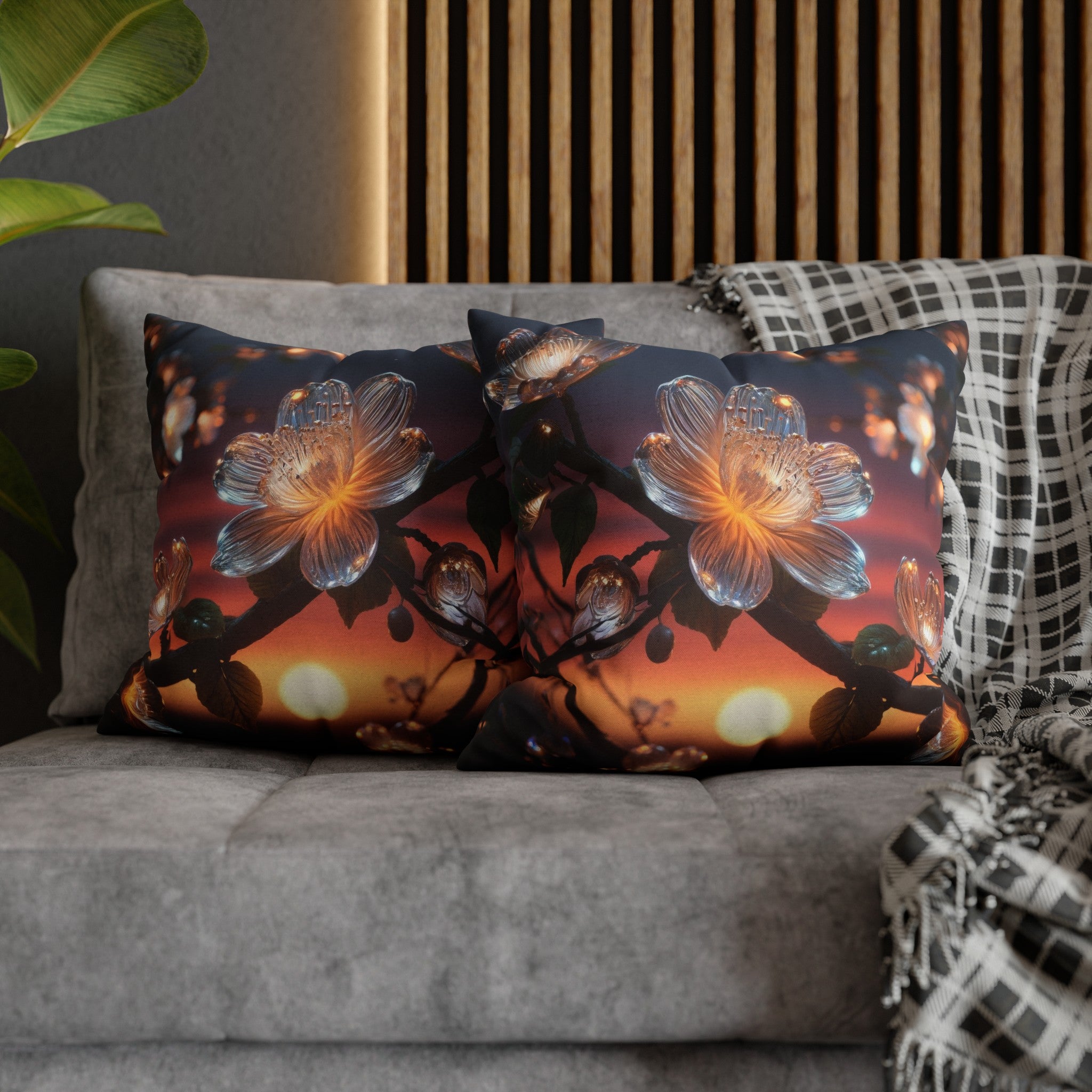 White diamond flowers (4) - Polyester Square Pillowcase