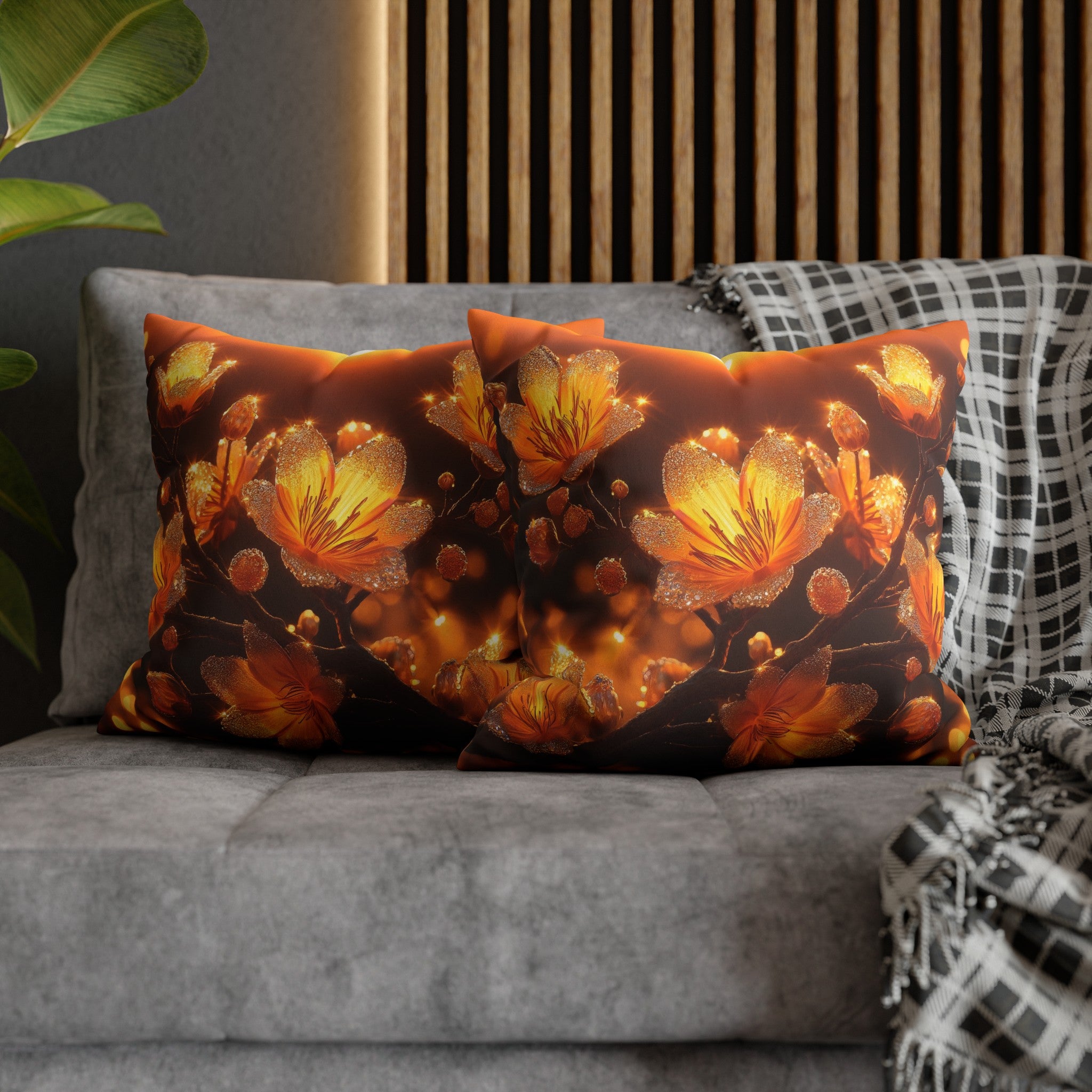 Yellow diamond flowers (3) - Suede Square Pillowcase