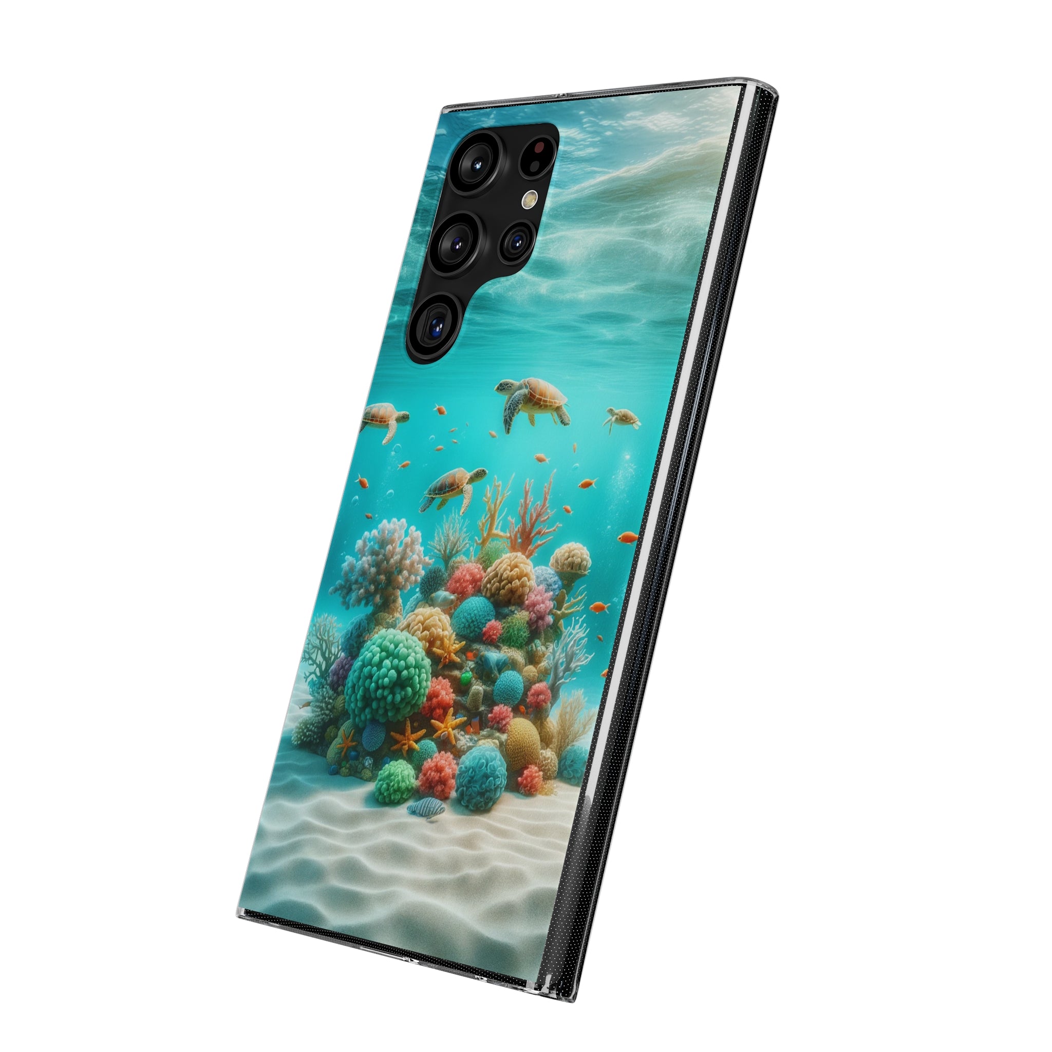 Turtles on coral reef - Soft Phone Case