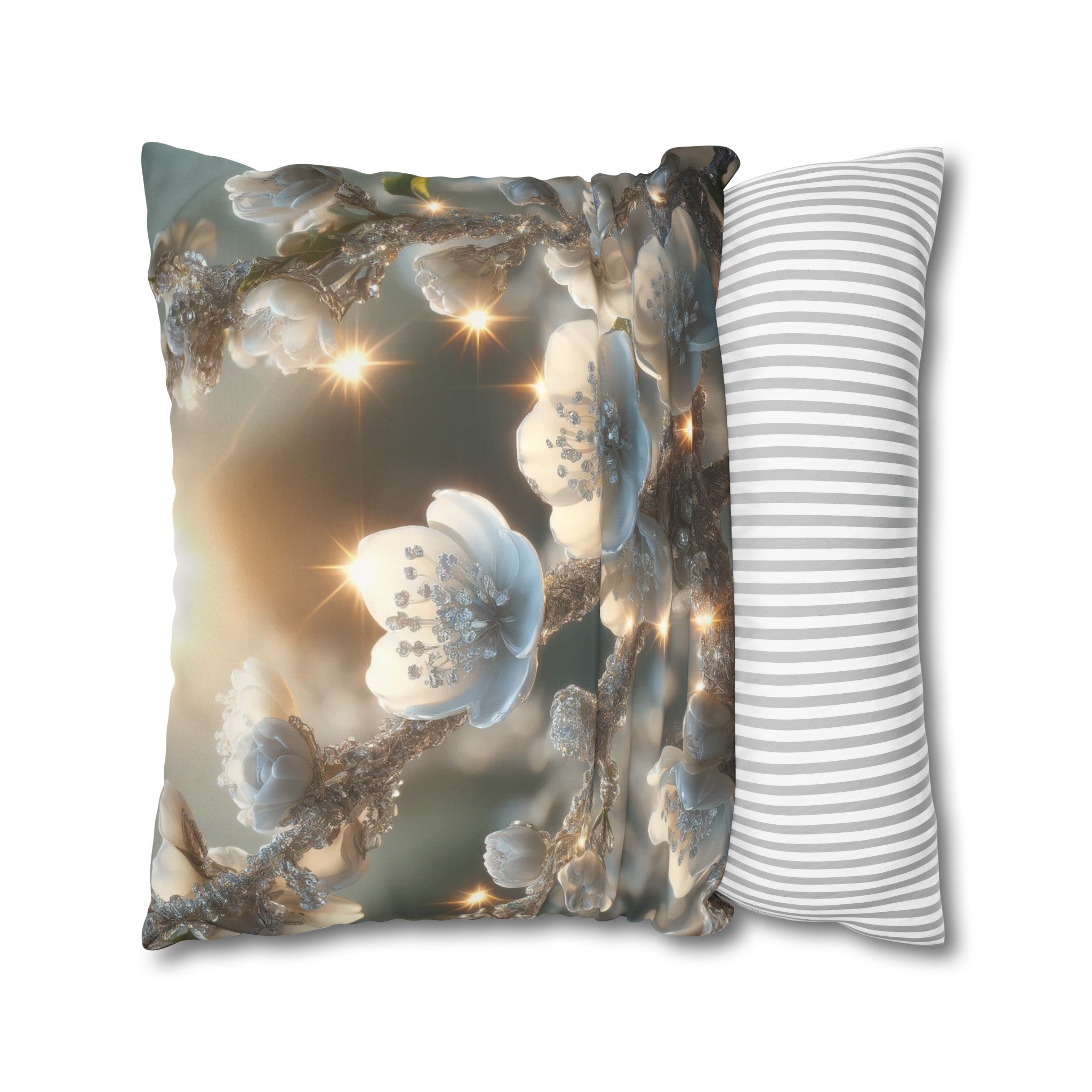 White, diamond flowers (1) - Suede Square Pillowcase