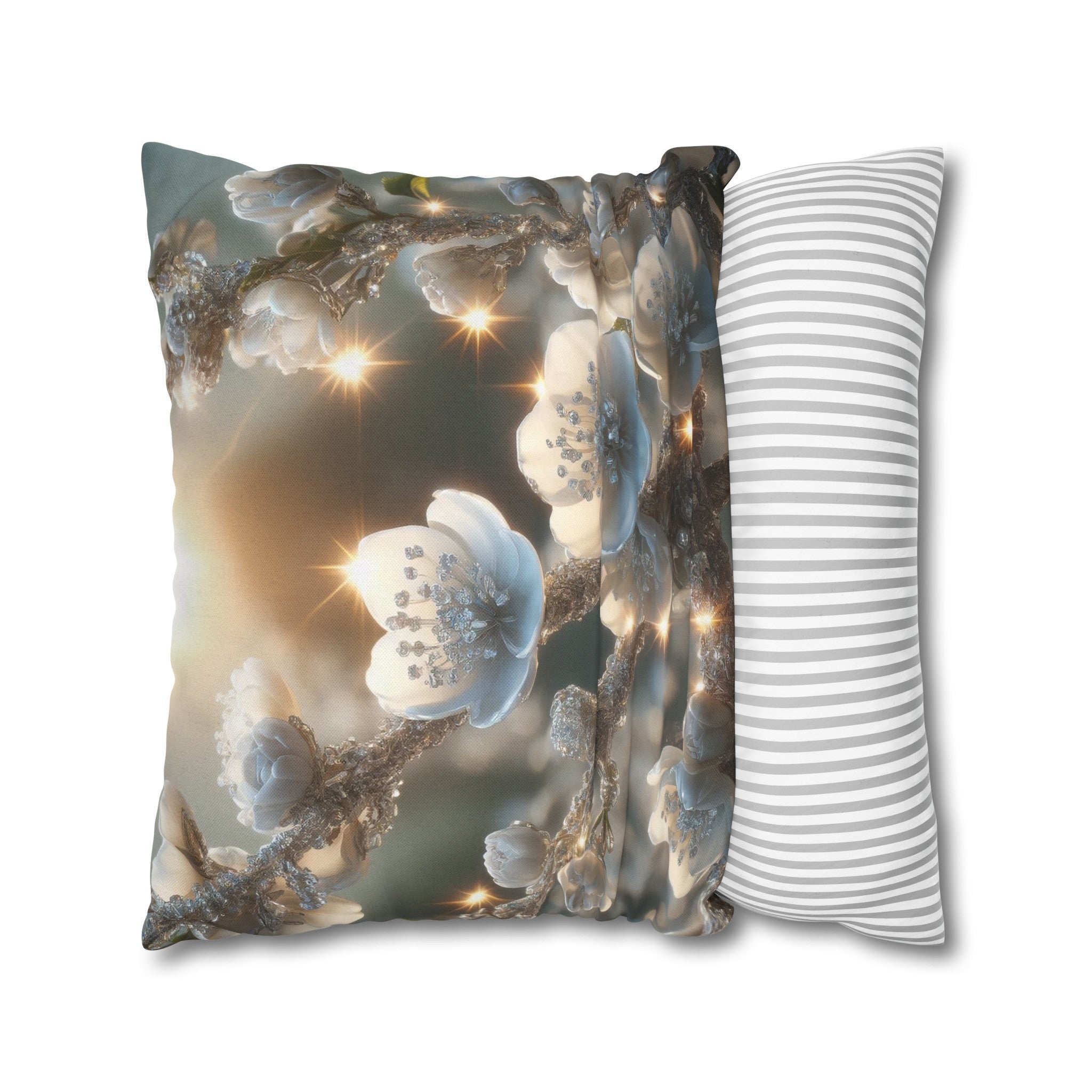 White diamond flowers (1) - Polyester Square Pillowcase