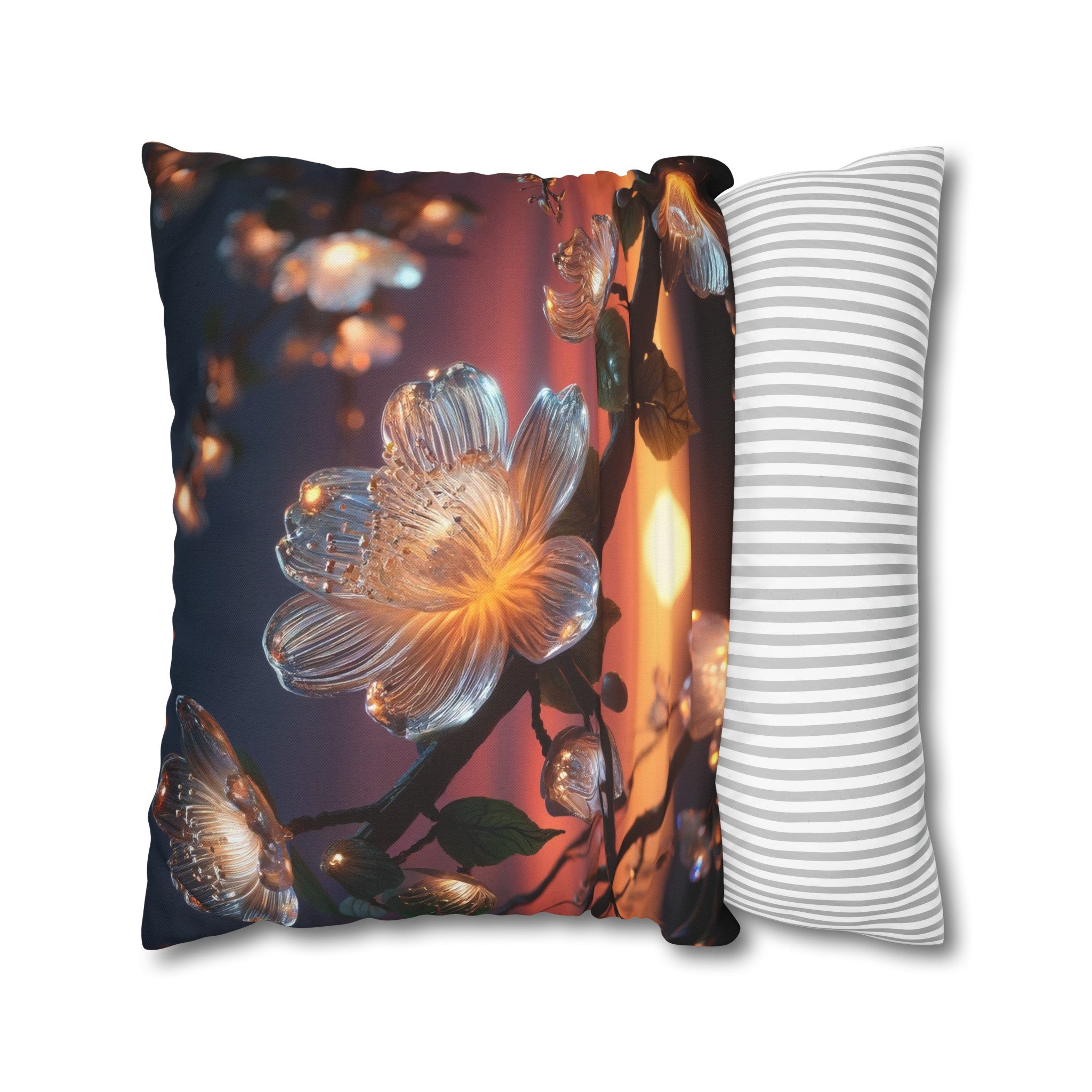 White diamond flowers (4) - Polyester Square Pillowcase