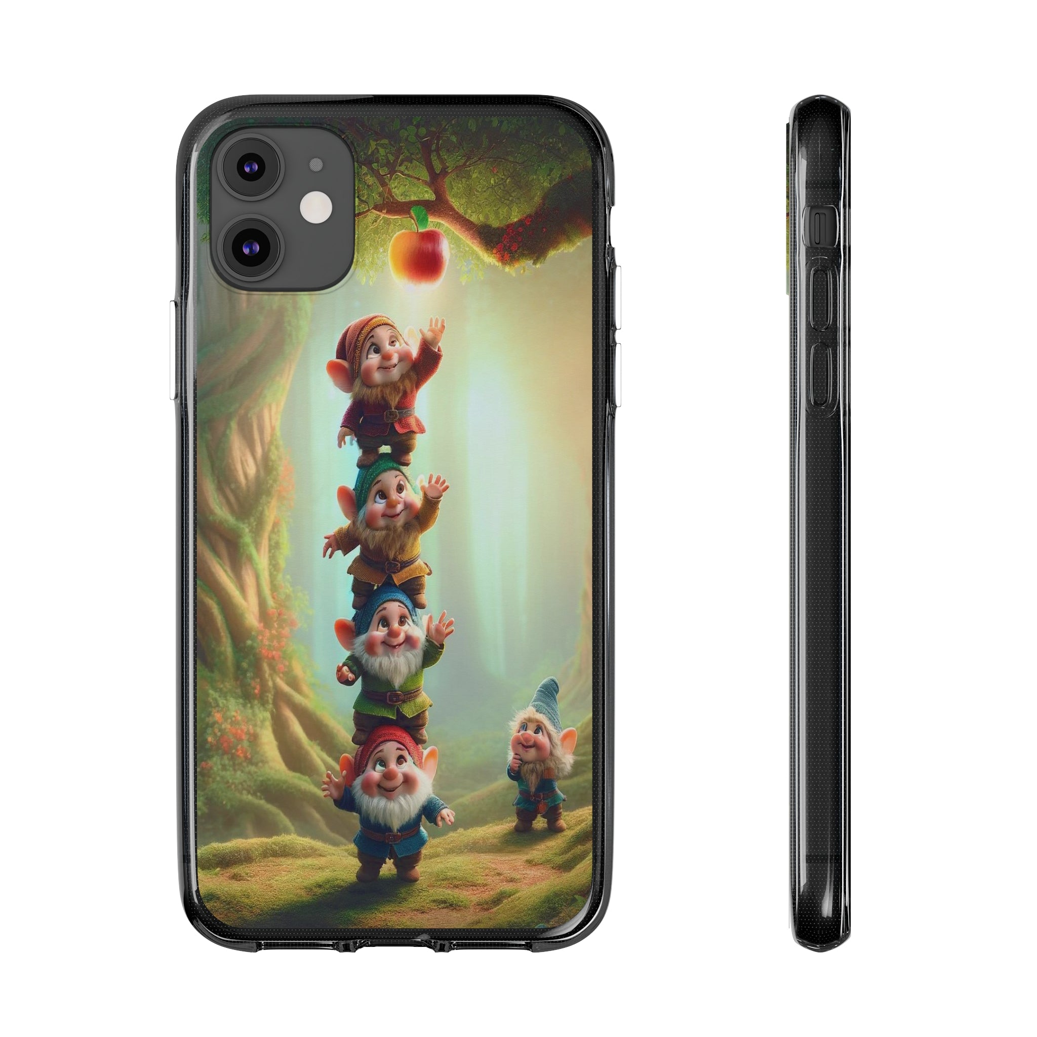 Gnomes reaching an apple - Soft Phone Case