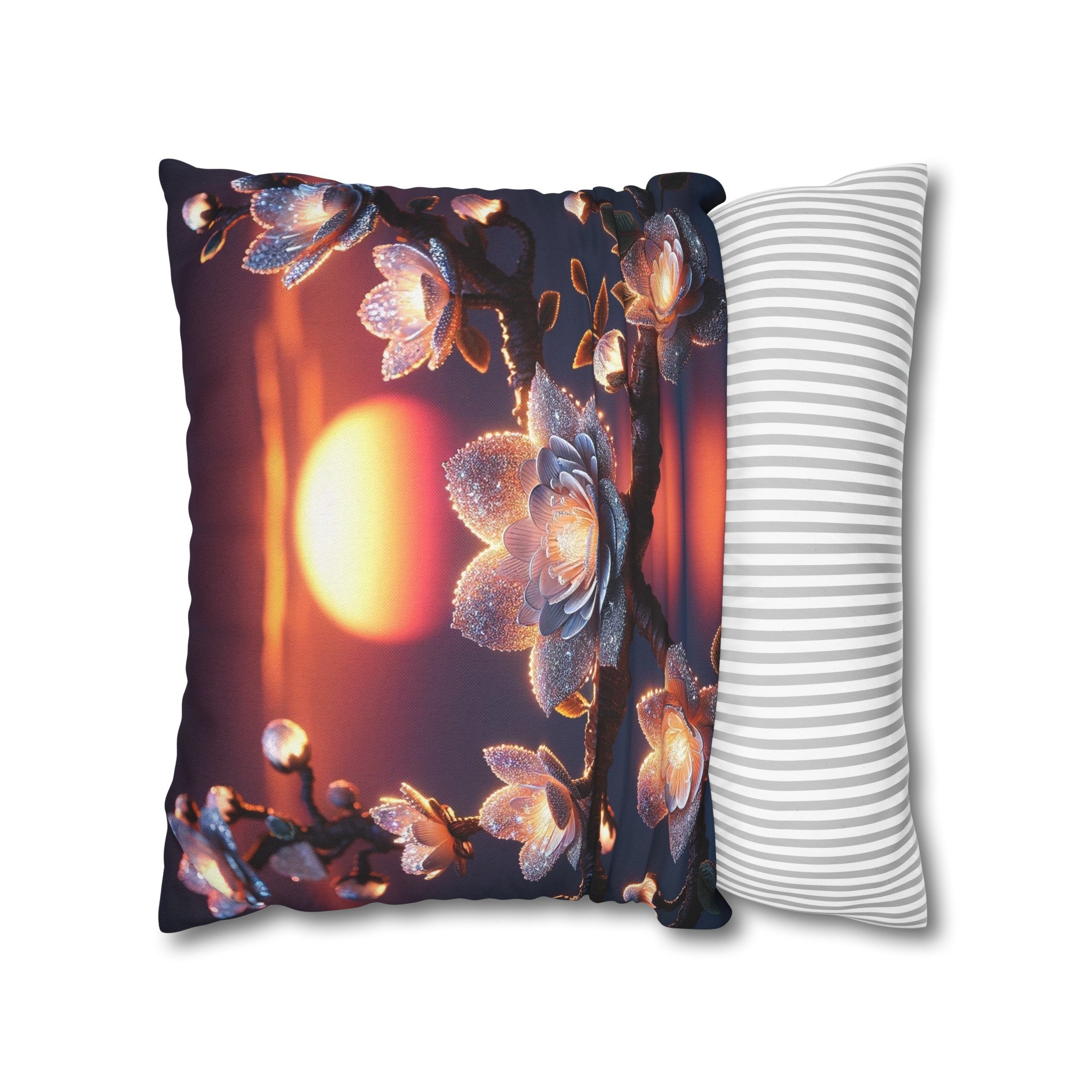 White diamond flowers (6) - Polyester Square Pillowcase