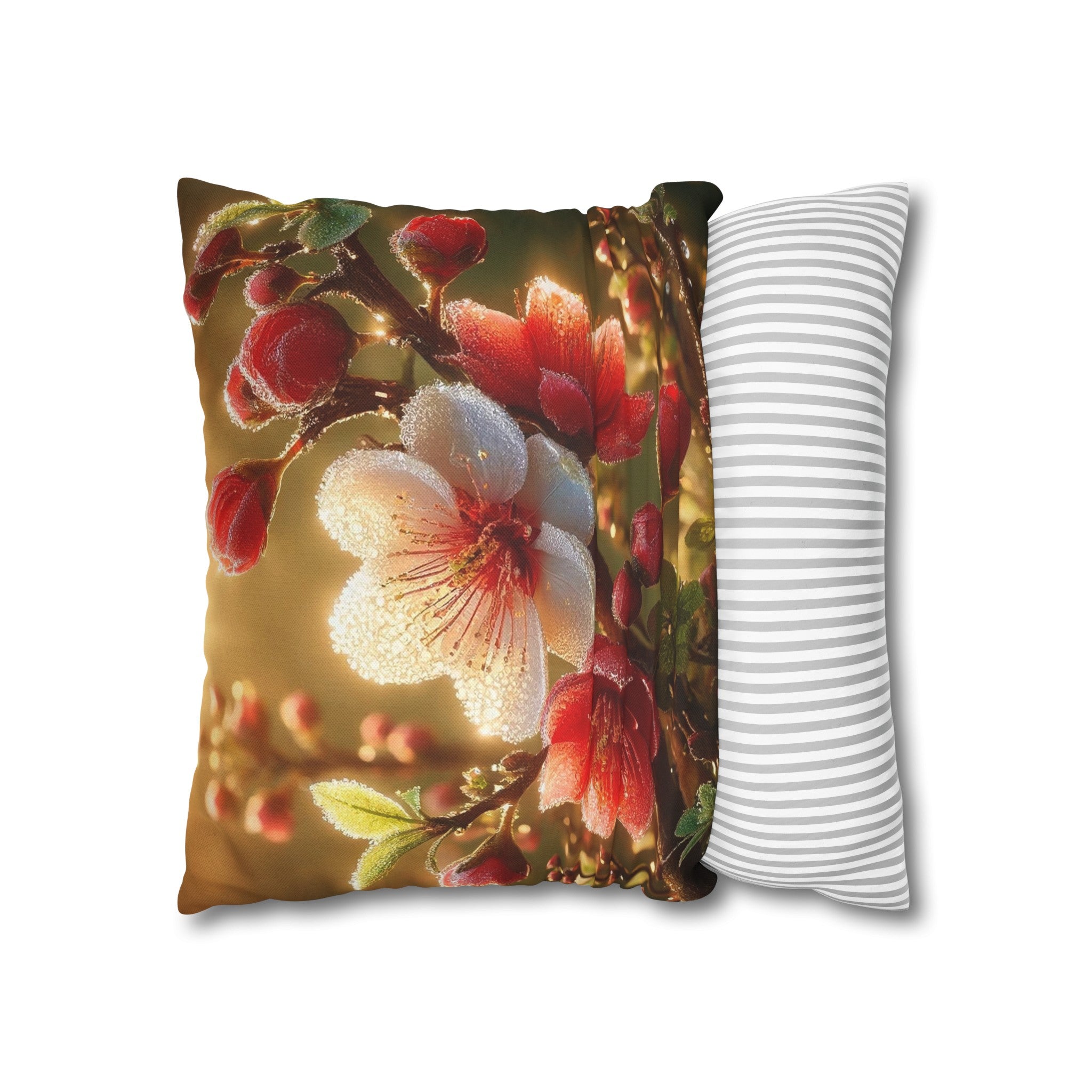 Red diamond flowers (4) - Polyester Square Pillowcase