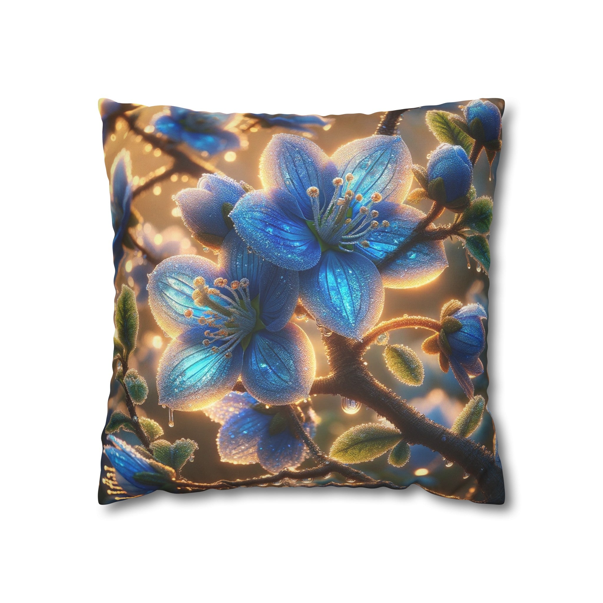 Blue, diamond flowers (3) - Suede Square Pillowcase