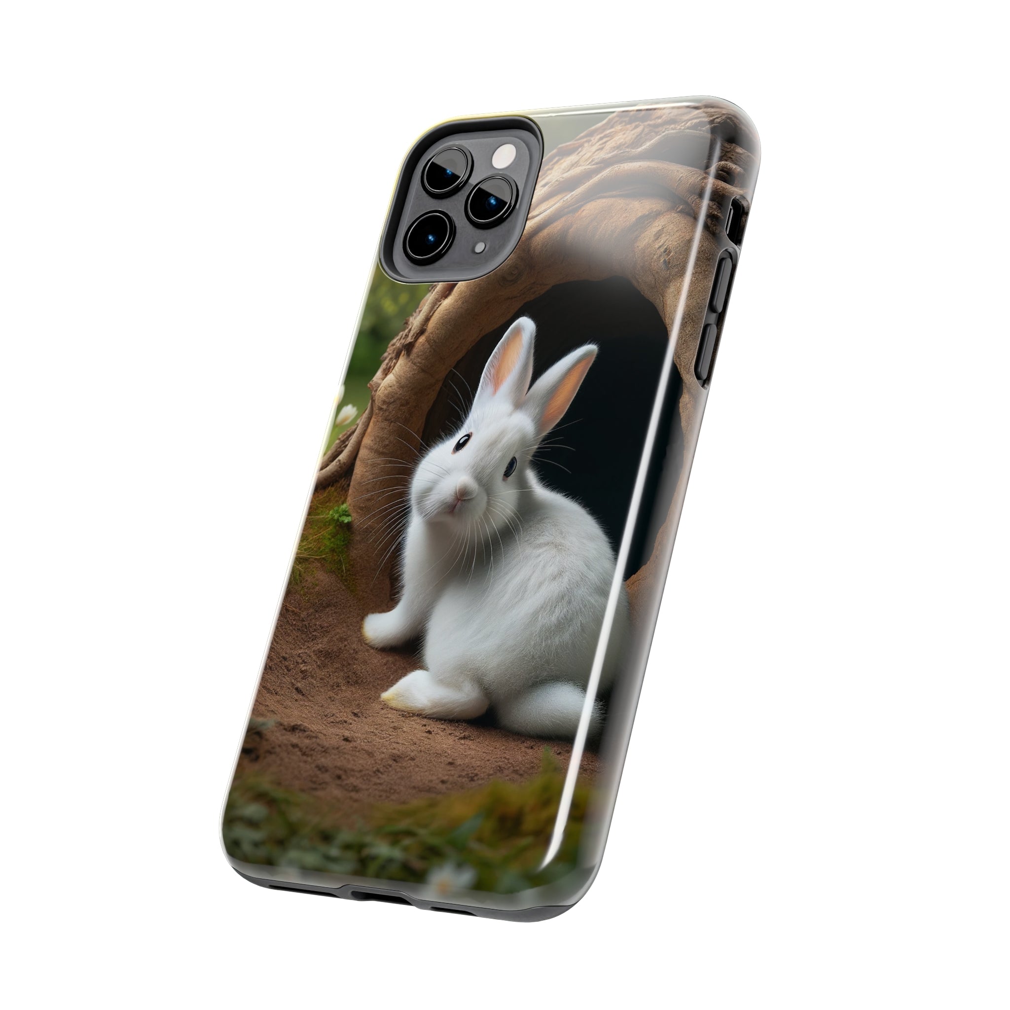 White curious rabbit - Tough Phone Case