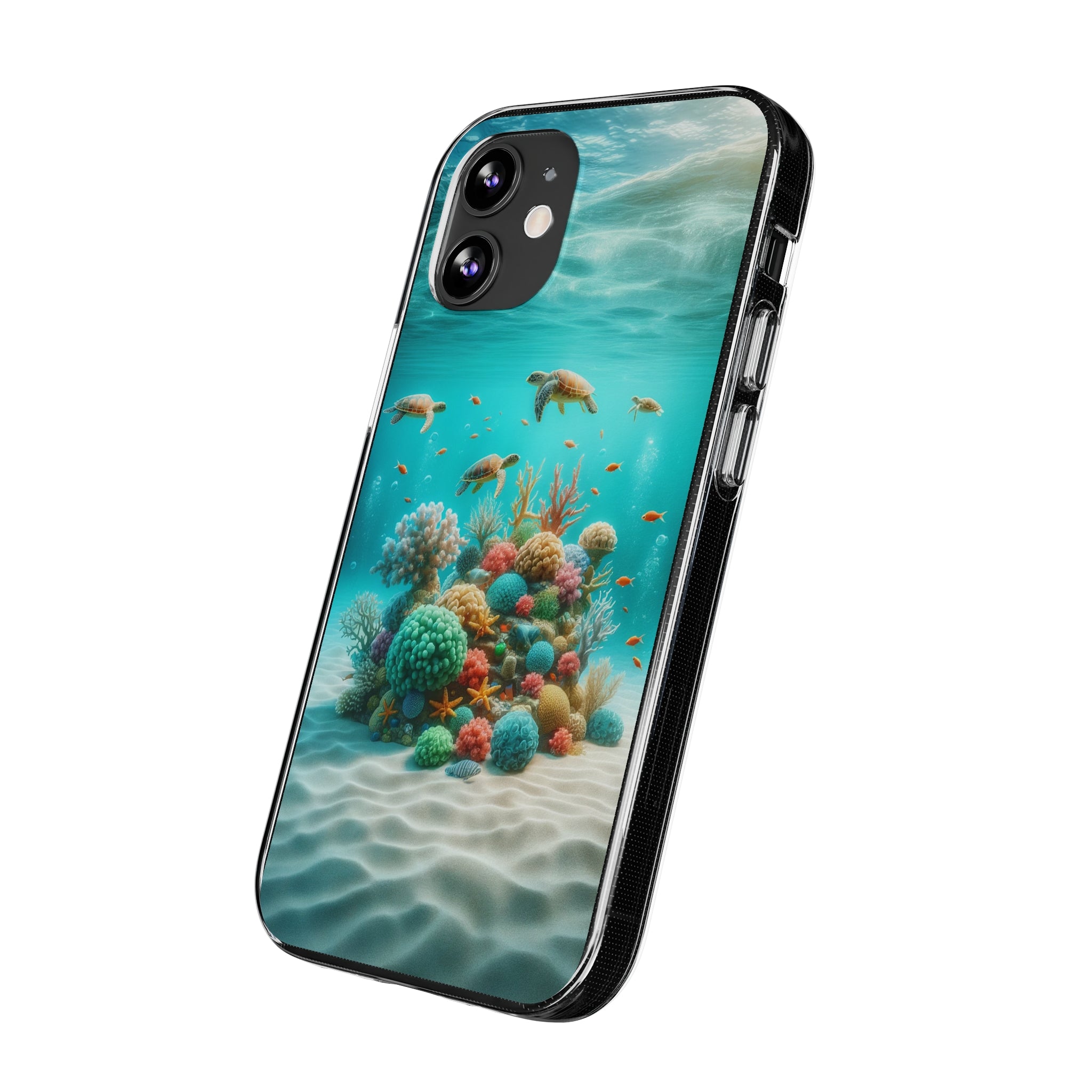 Turtles on coral reef - Soft Phone Case