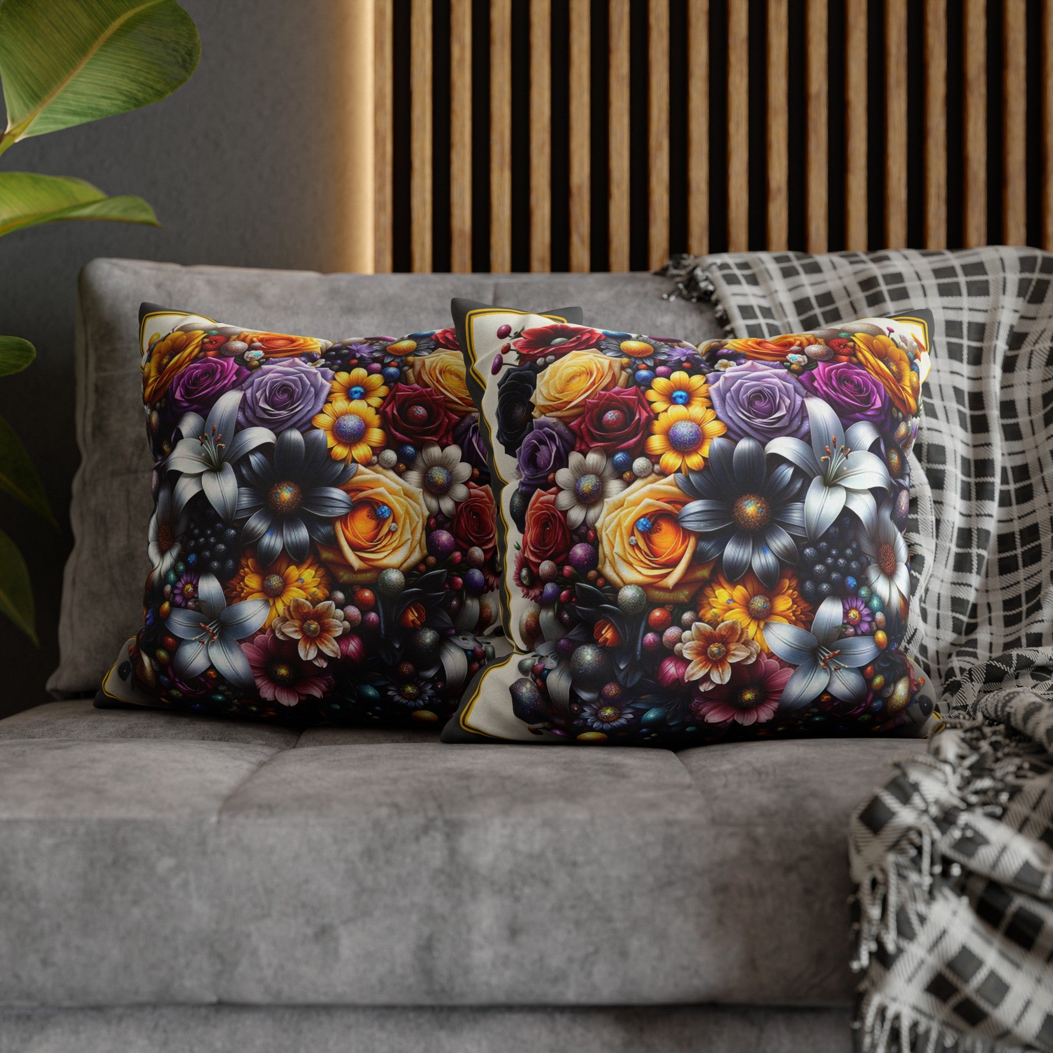 Colourful Bouquet (3) - Polyester Square Pillowcase