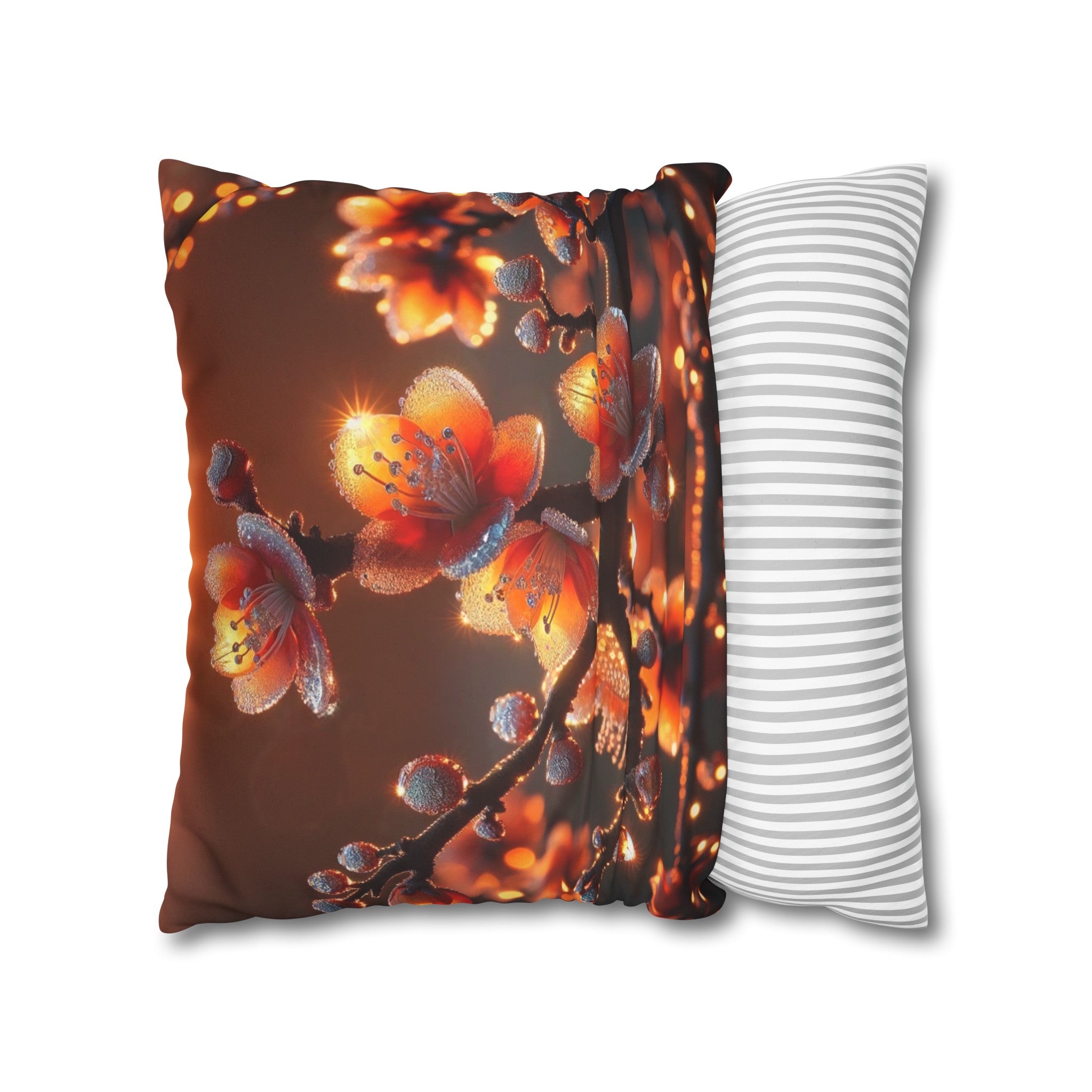 Orange diamond flowers (1) - Suede Square Pillowcase