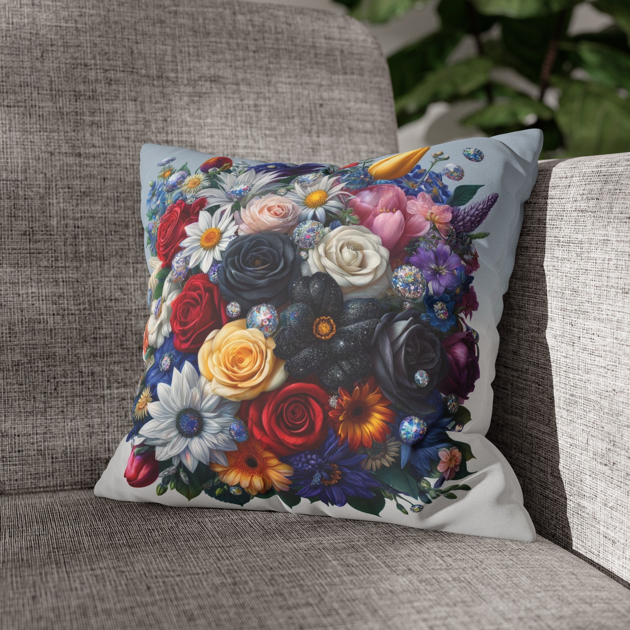 Colourful Bouquet (6) - Suede Square Pillowcase