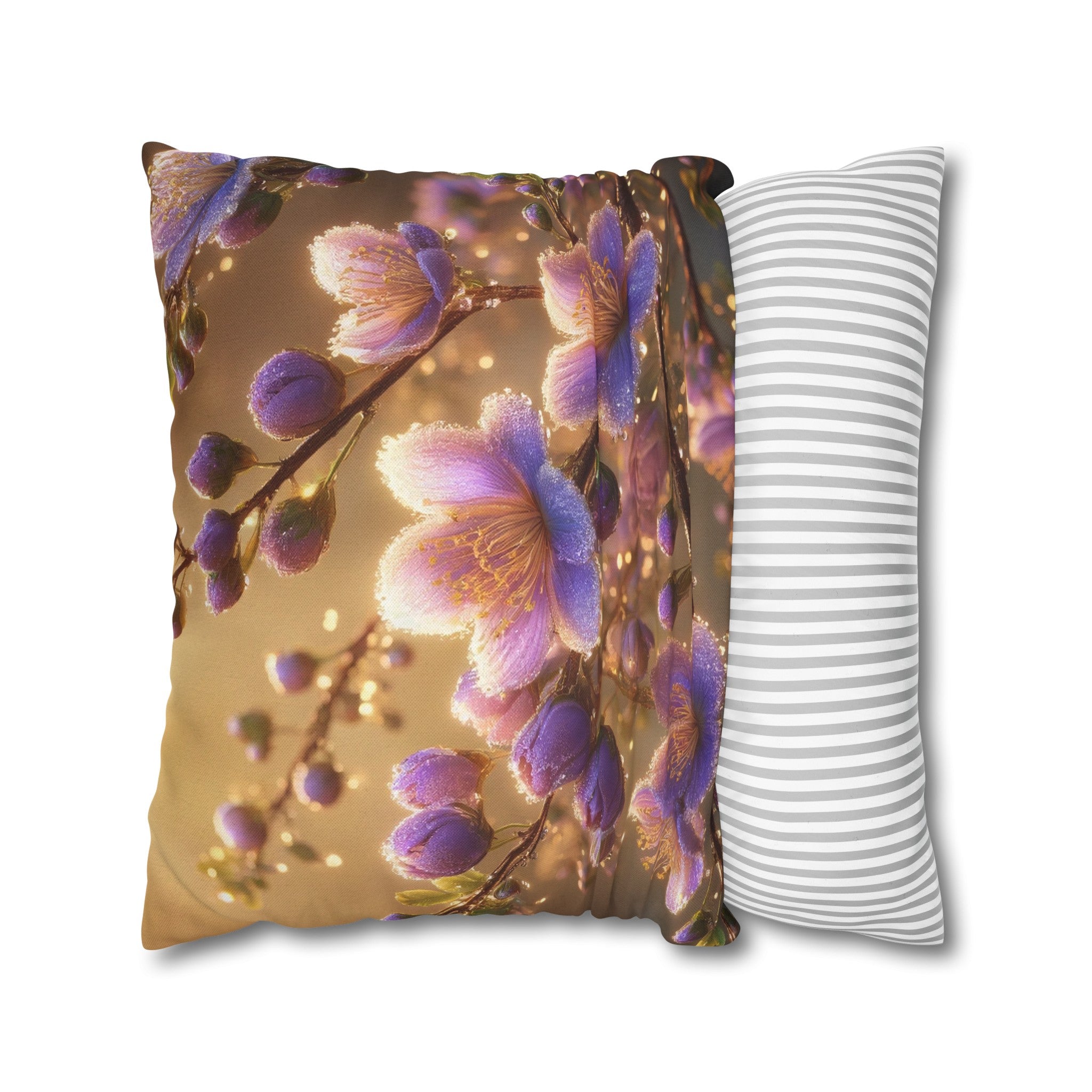 Purple diamond flowers (3) - Polyester Square Pillowcase