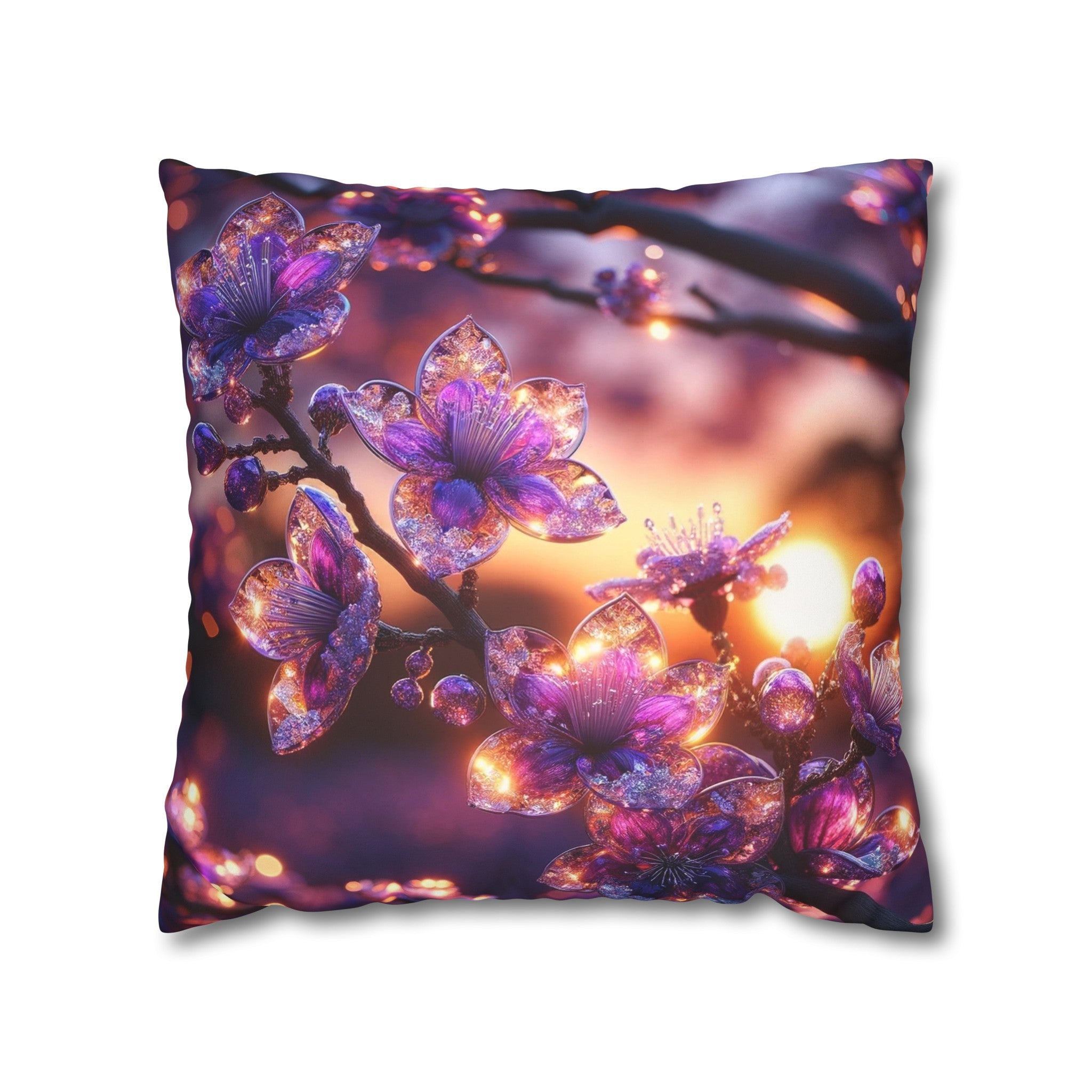 Purple diamond flowers (4) - Suede Square Pillowcase