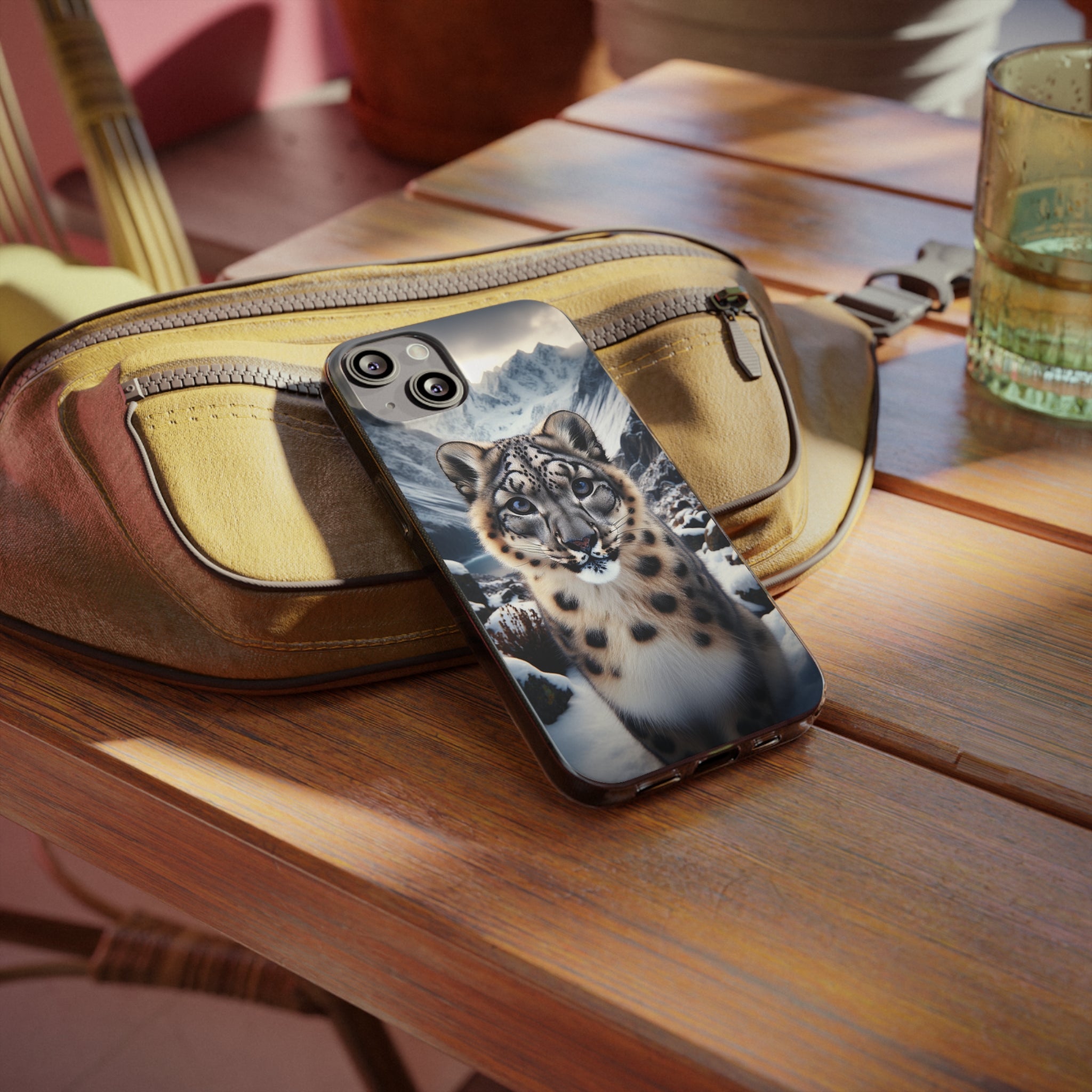 Curious Snow Leopard - Soft Phone Case