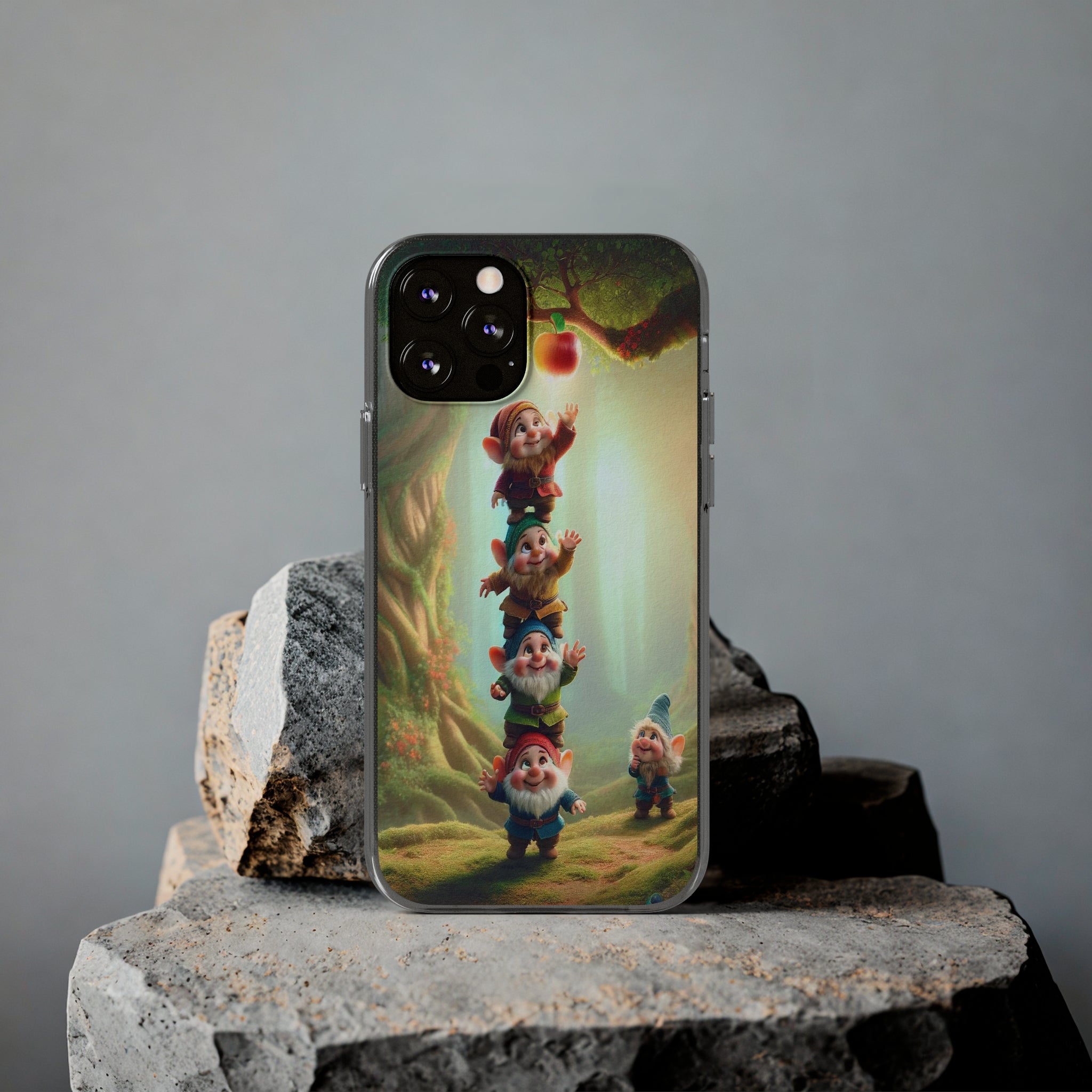 Gnomes reaching an apple - Soft Phone Case