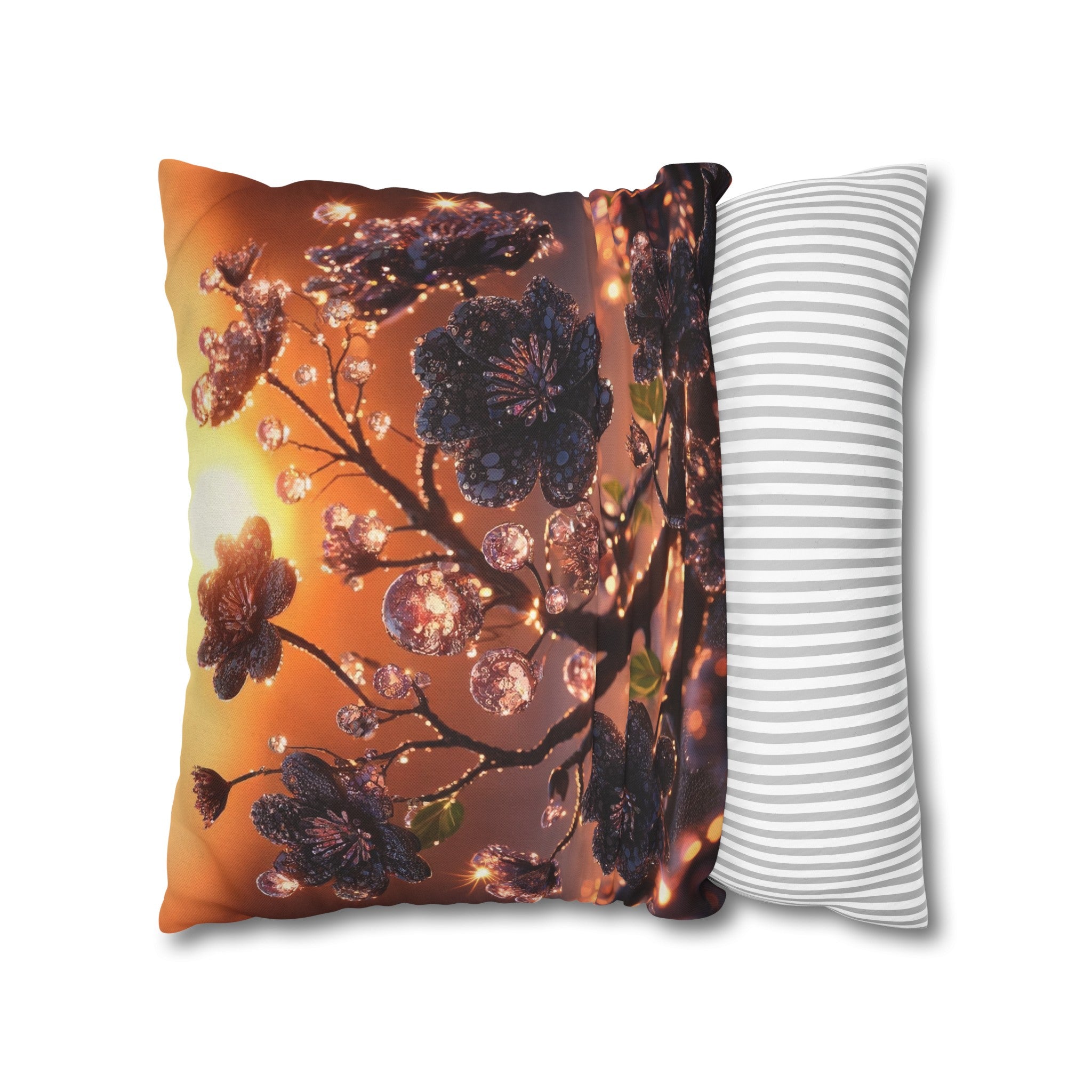 Black diamond flowers (2) - Polyester Square Pillowcase