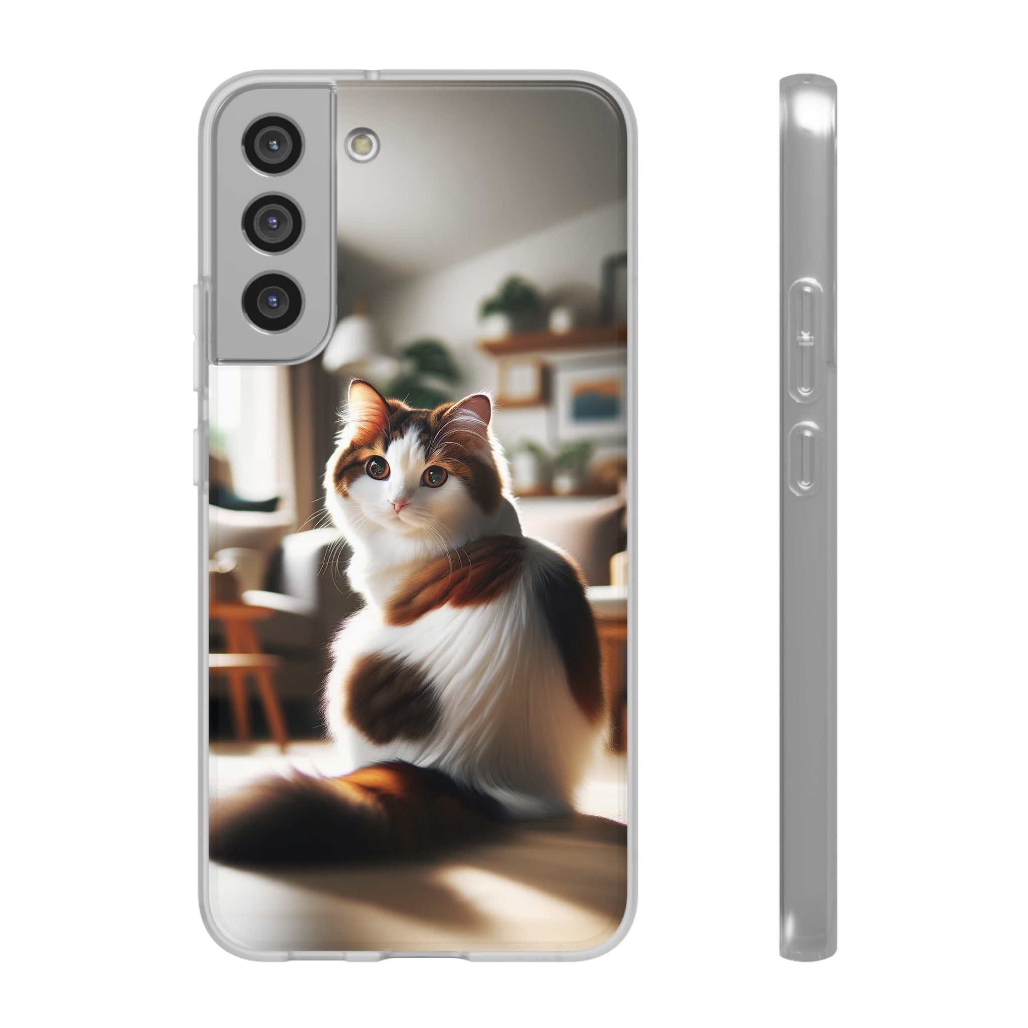 Curious, white-brown cat - Flexi Case (Samsung only)