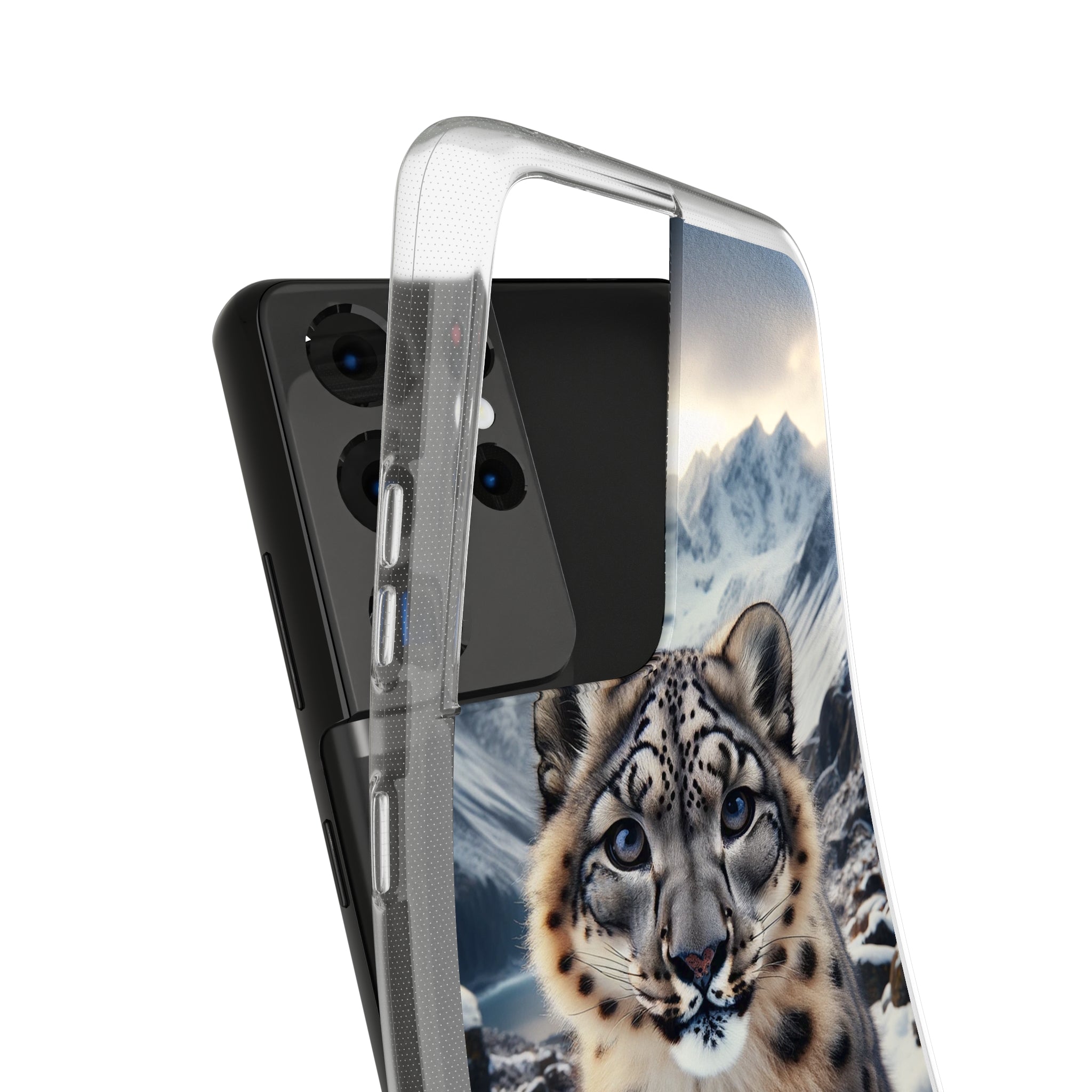 Curious Snow Leopard - Soft Phone Case