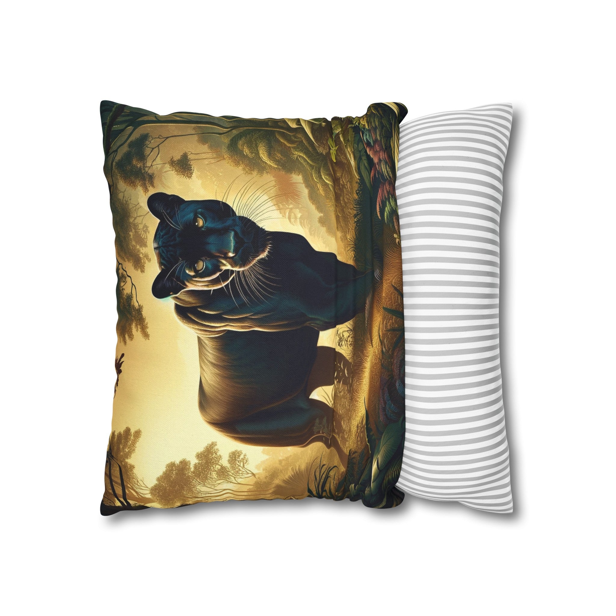 A Tiger walking in the jungle - Spun Polyester Square Pillowcase