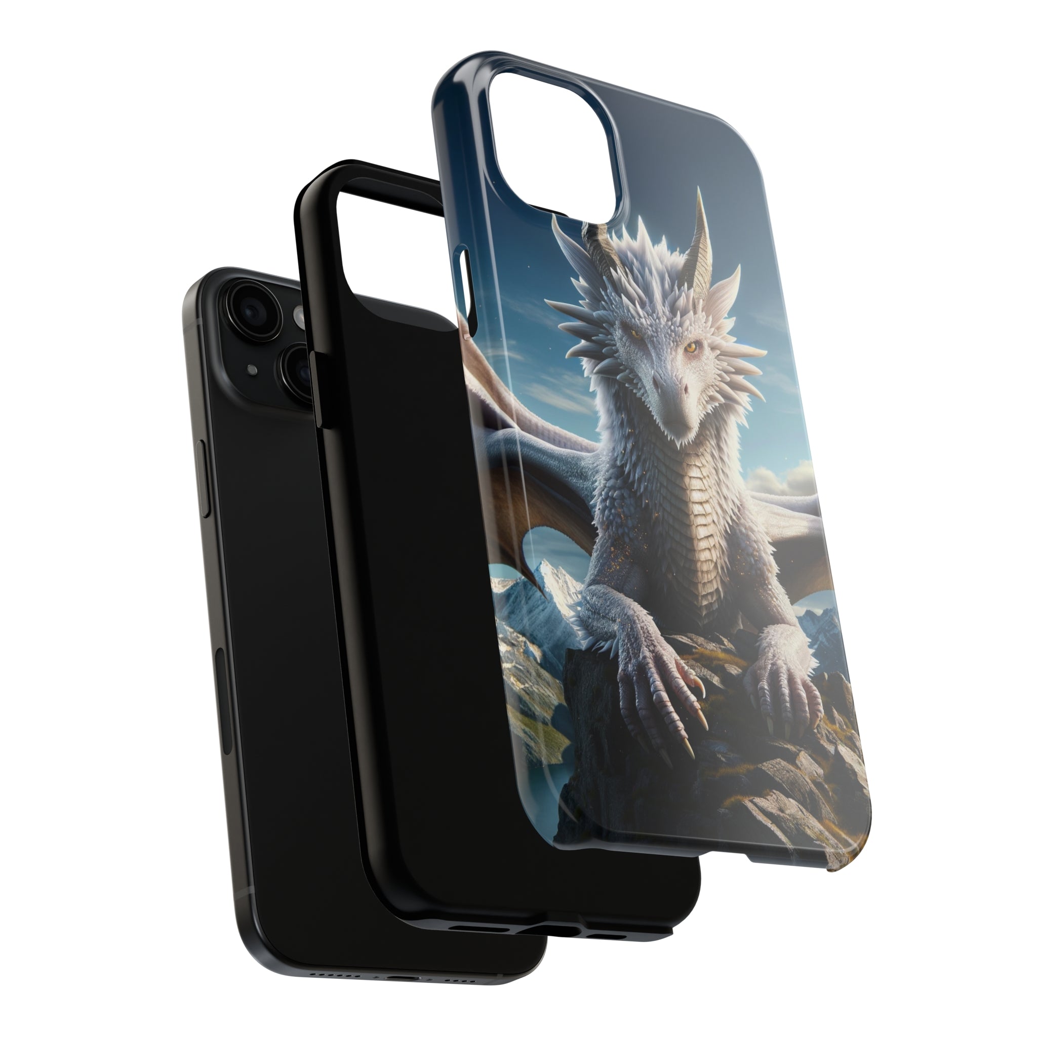 White dragon on a rock - Tough Phone Case