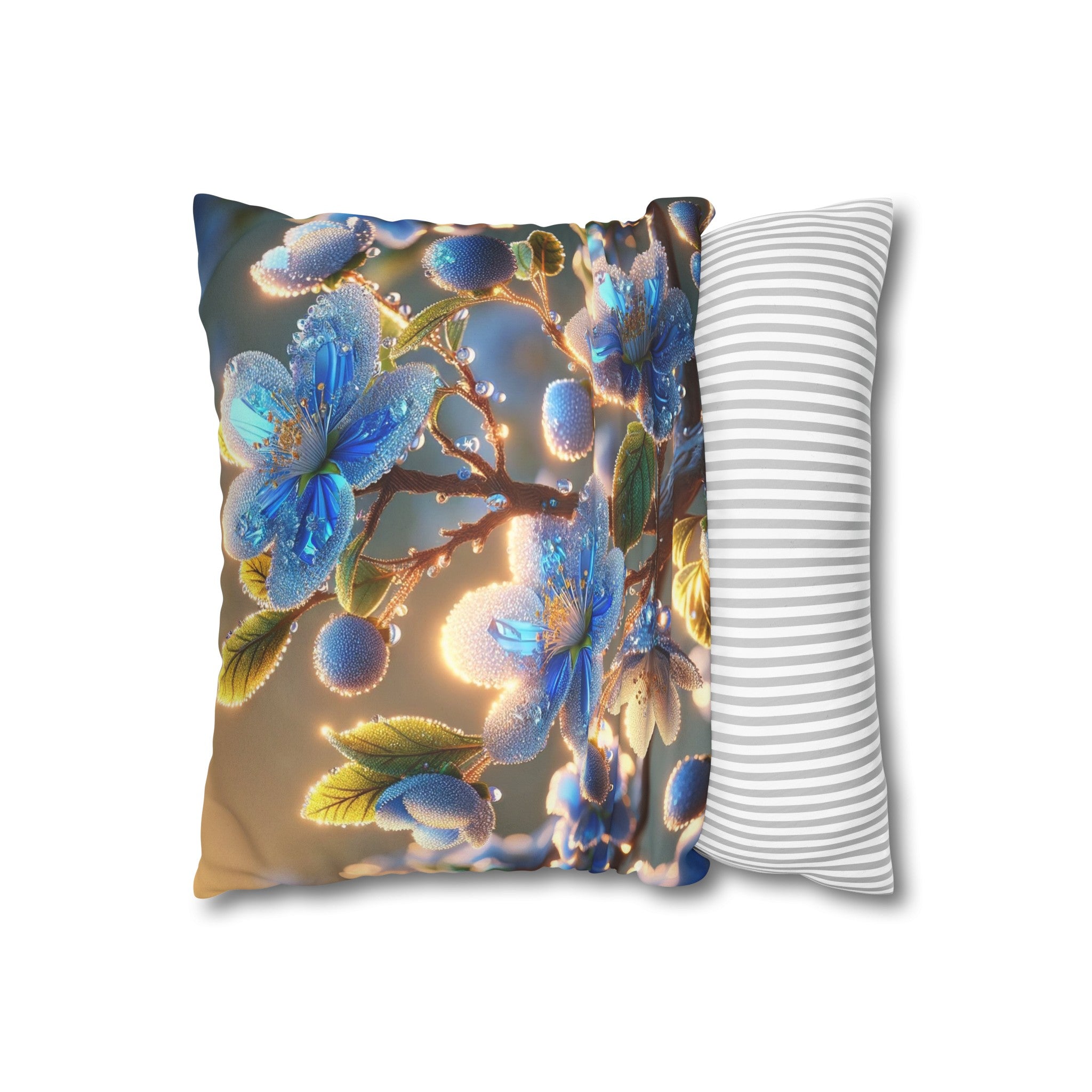 Blue,diamond flowers (2) - Suede Square Pillowcase