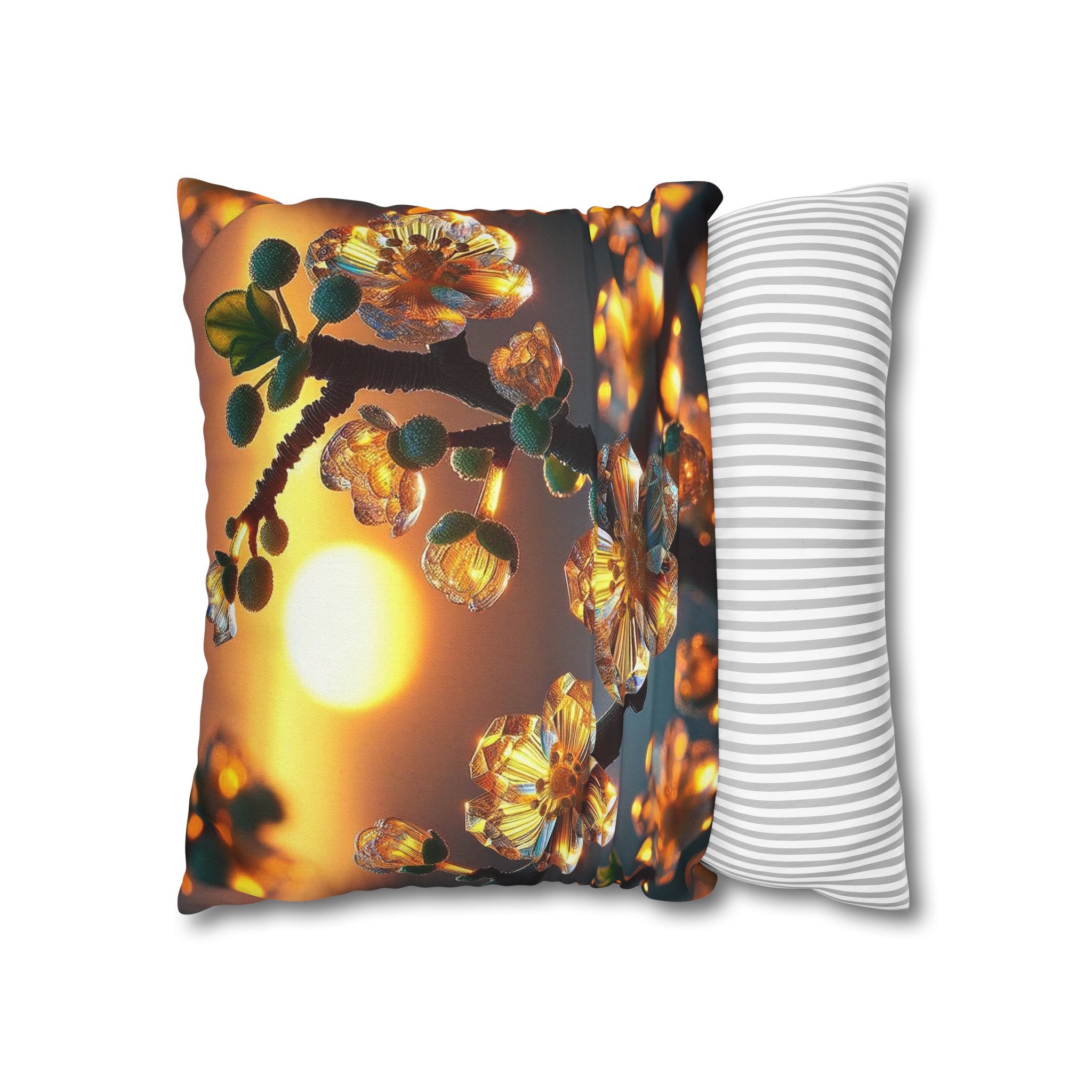 Yellow diamond flowers (4) - Polyester Square Pillowcase