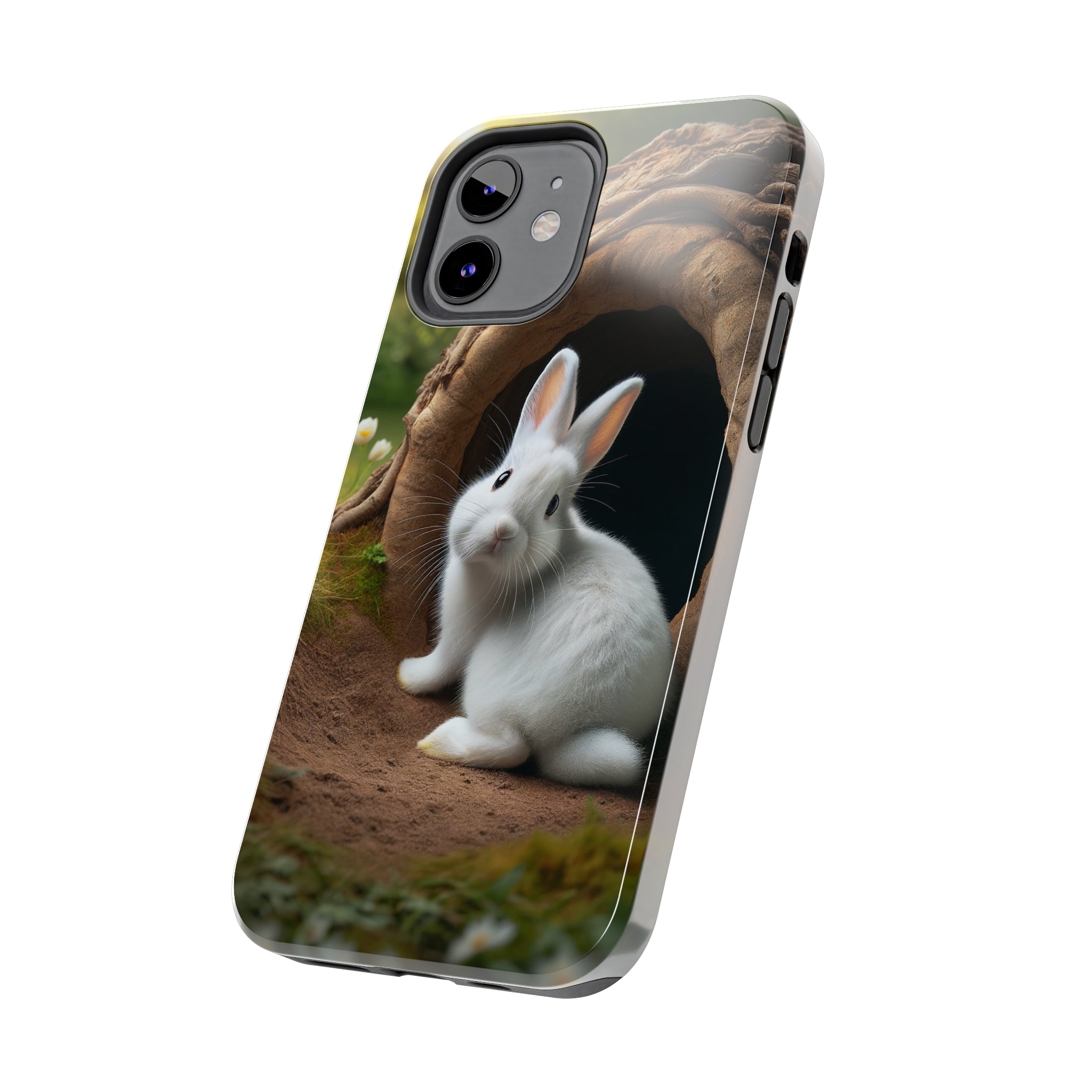 White curious rabbit - Tough Phone Case