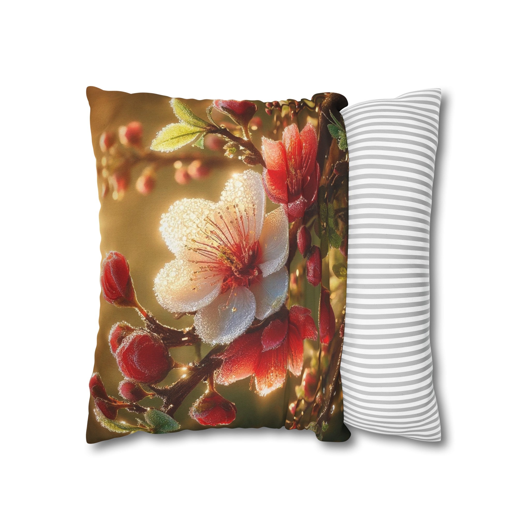 Red diamond flowers (4) - Polyester Square Pillowcase