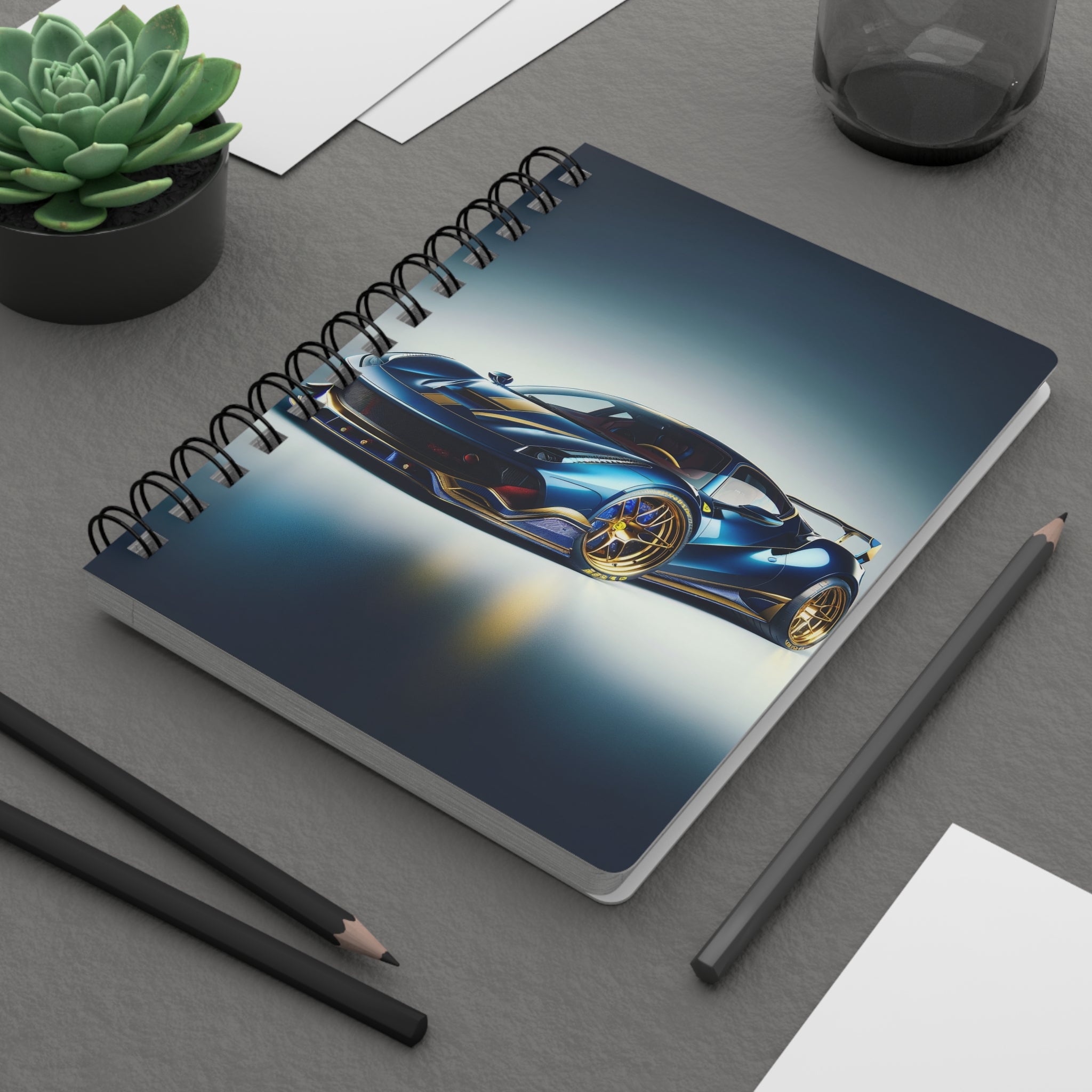 Blue car - Spiral Notebook