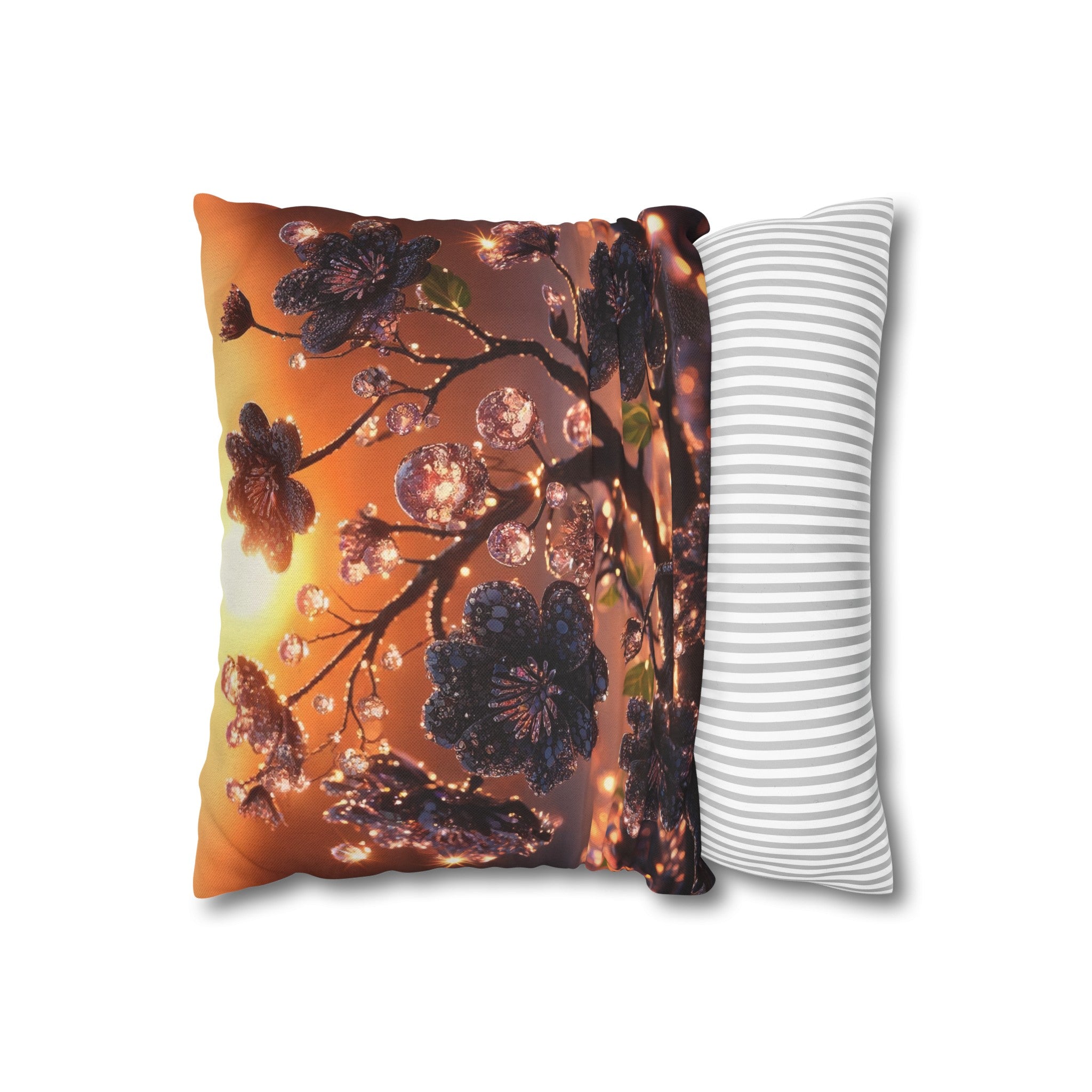 Black diamond flowers (2) - Polyester Square Pillowcase