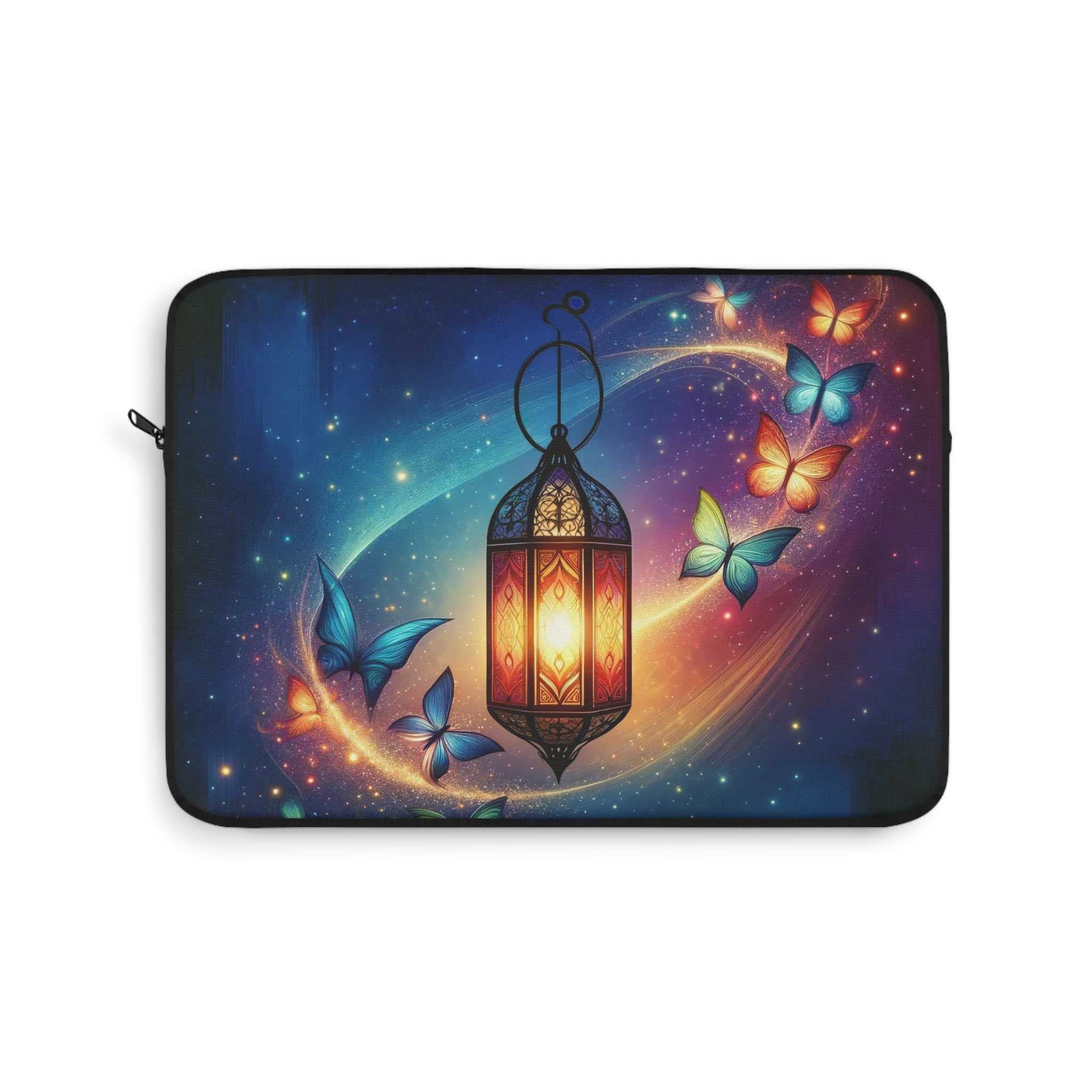 Colourful butterflies around an oil lamp - Laptop Sleeve