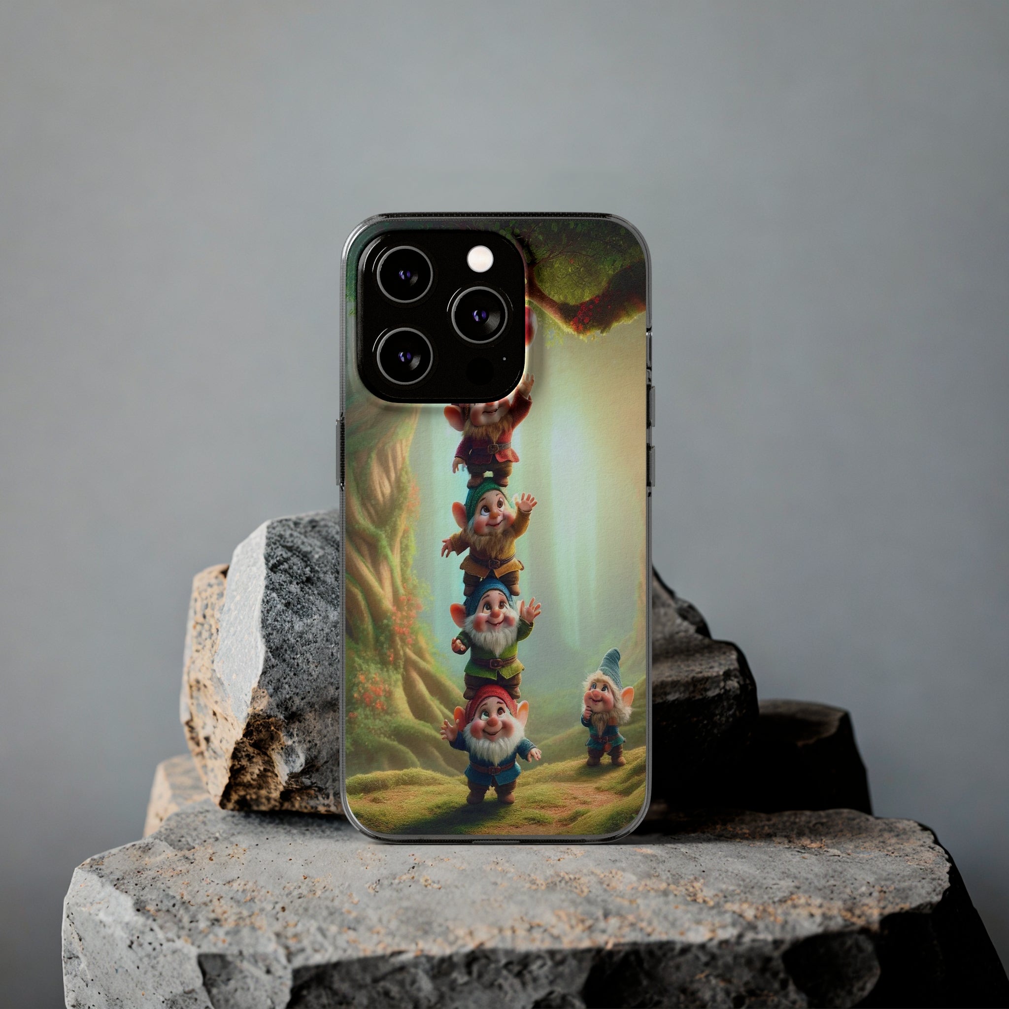 Gnomes reaching an apple - Soft Phone Case