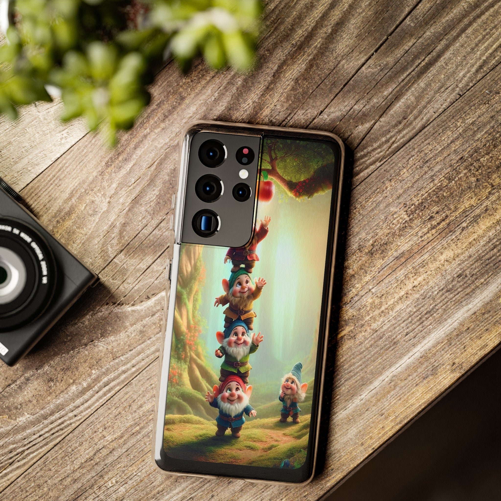 Gnomes reaching an apple - Soft Phone Case