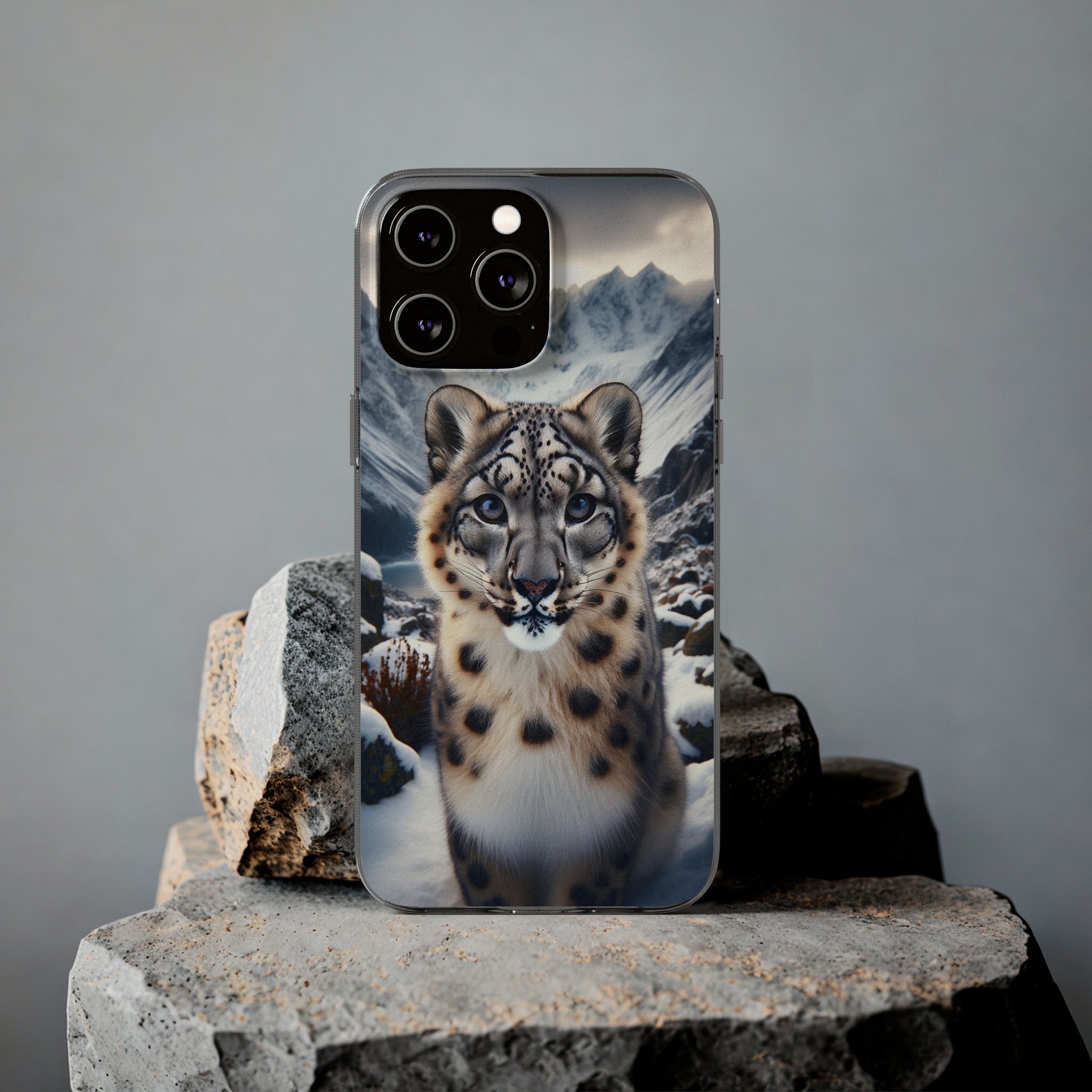 Curious Snow Leopard - Soft Phone Case