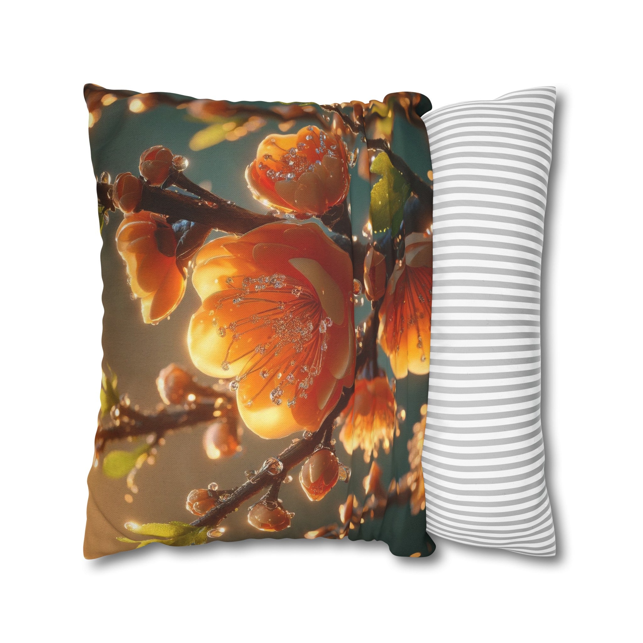 Orange diamond flowers (2) - Polyester Square Pillowcase