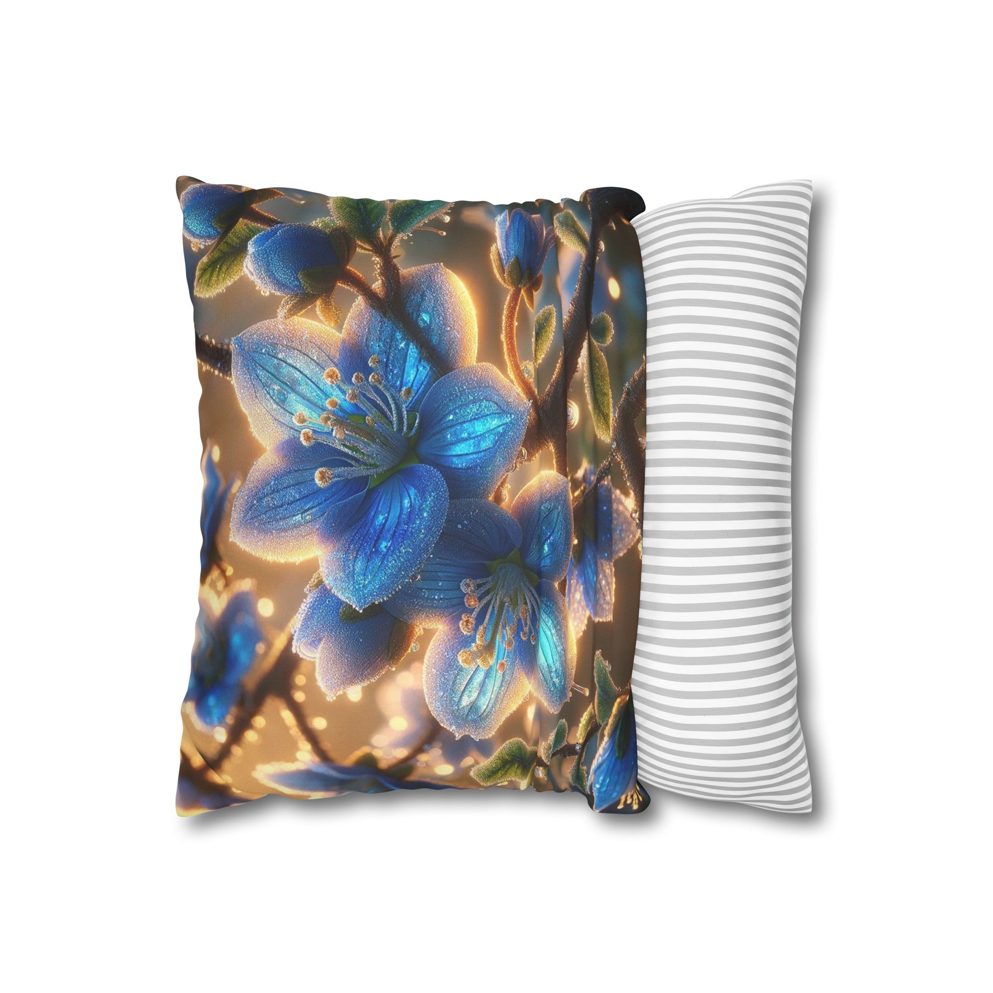 Blue, diamond flowers (3) - Suede Square Pillowcase